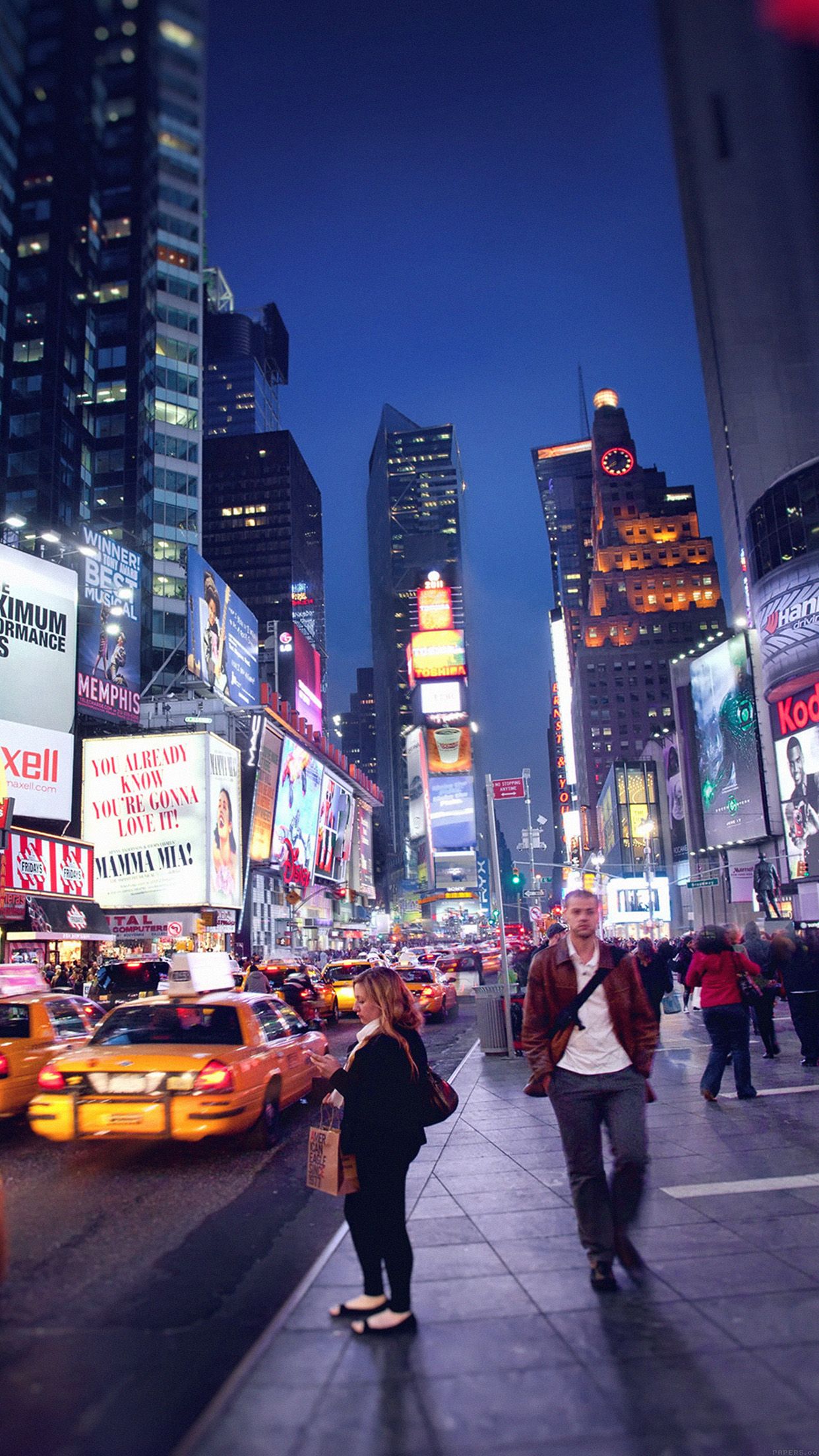 1242x2208 New York Street Night City Wallpaper For IPhone Pro Max, X, 6