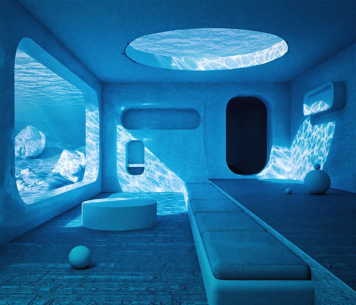 1200x1027 underwater villa 2 #poolcore #dreamcore #dreamscape #architecture #liminalspace #vaporwave
