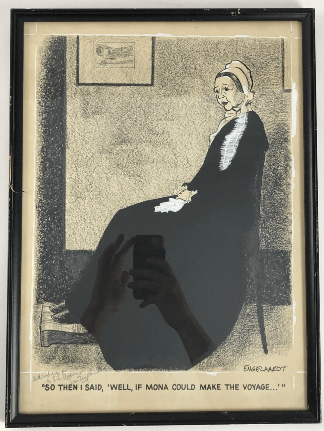 1070x1426 ORIGINAL SIGNED INSCRIBED POLITICAL CARTOON WHISTLER'S MOTHER
