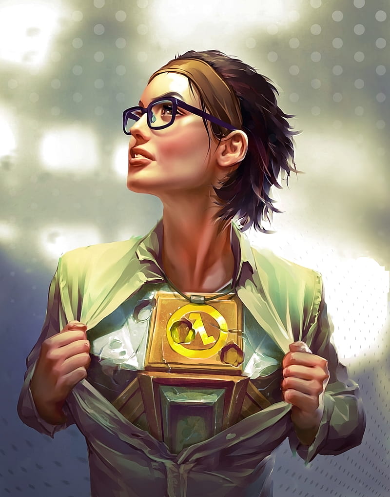 800x1018 Half Life Half Life, Short Hair, Brunette, Bandanas, Open Shirt, Women With Glasses, HD Phone Wallpaper