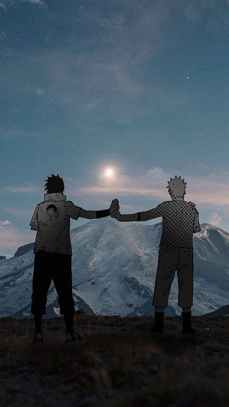 800x1422 Sasuke and Naruto, anime, kyuubi, landscape, rikudo, sennin, sharingan, uchiha, HD phone wallpaper