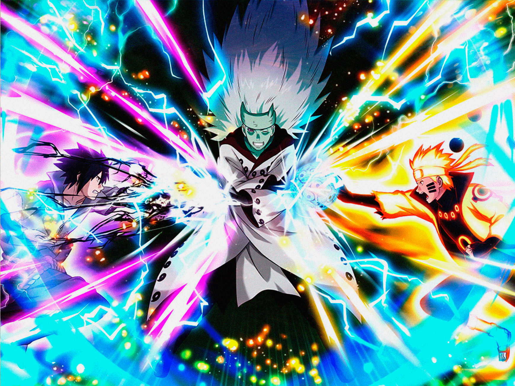 1739x1304 Naruto and Sasuke vs Madara Rikudo (New Official Art from NxBNV)