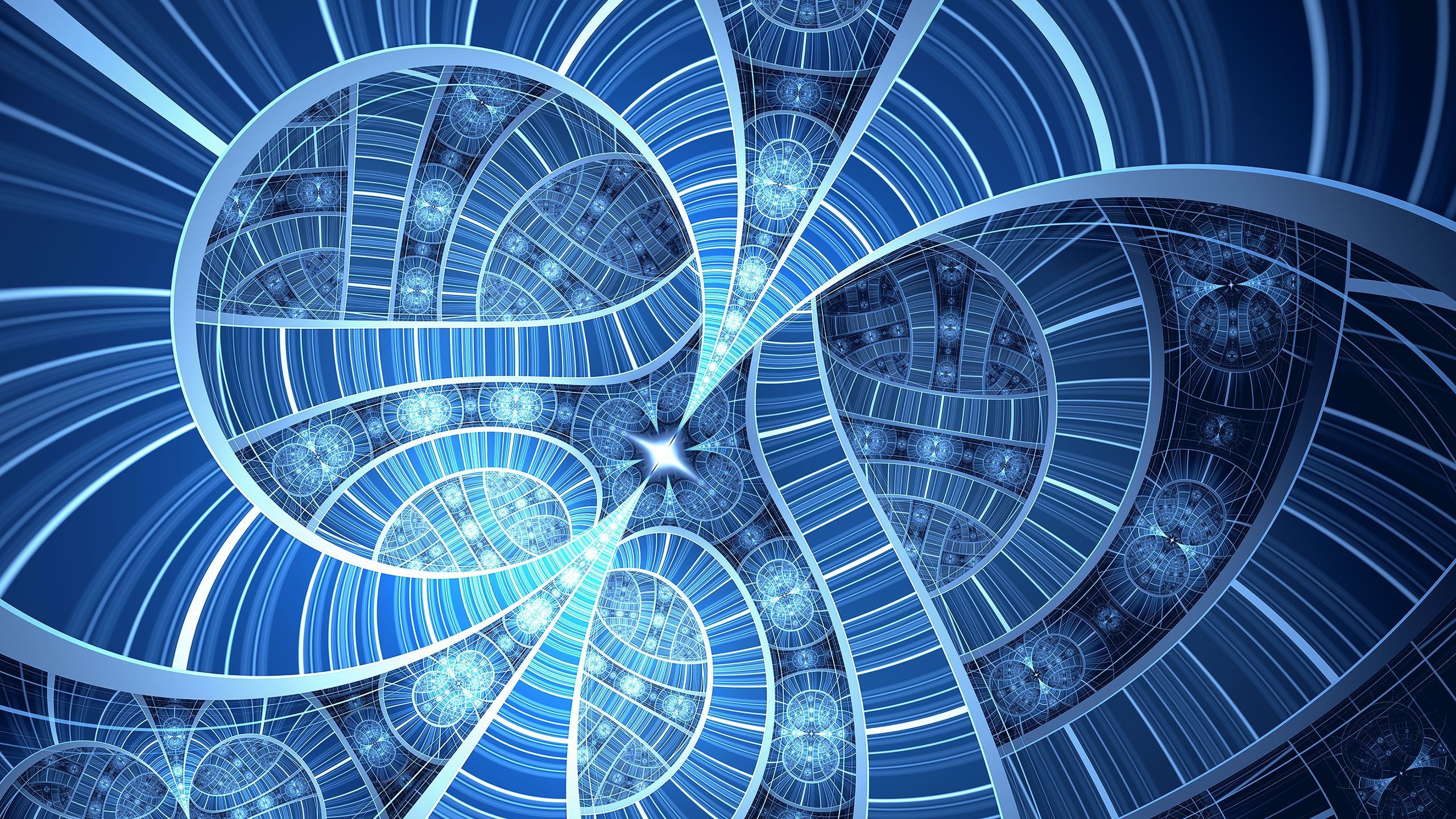 2560x1440 Download Blue Abstract Fractal Abstract Blue HD Wallpaper