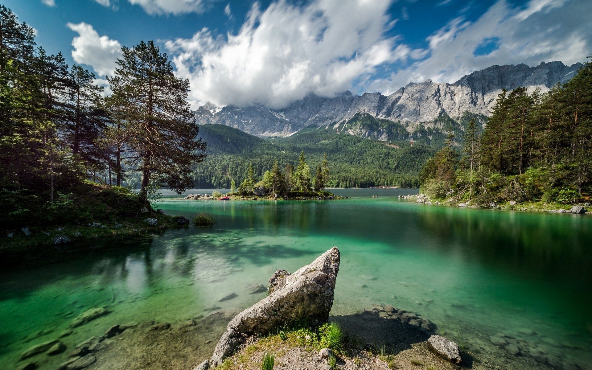 1920x1200 nature, Landscape, Lake, Forest, Mountain, Clouds, Germany, Island, Trees, Summer, Green, Water Wallpaper HD / Desktop and Mobile Background