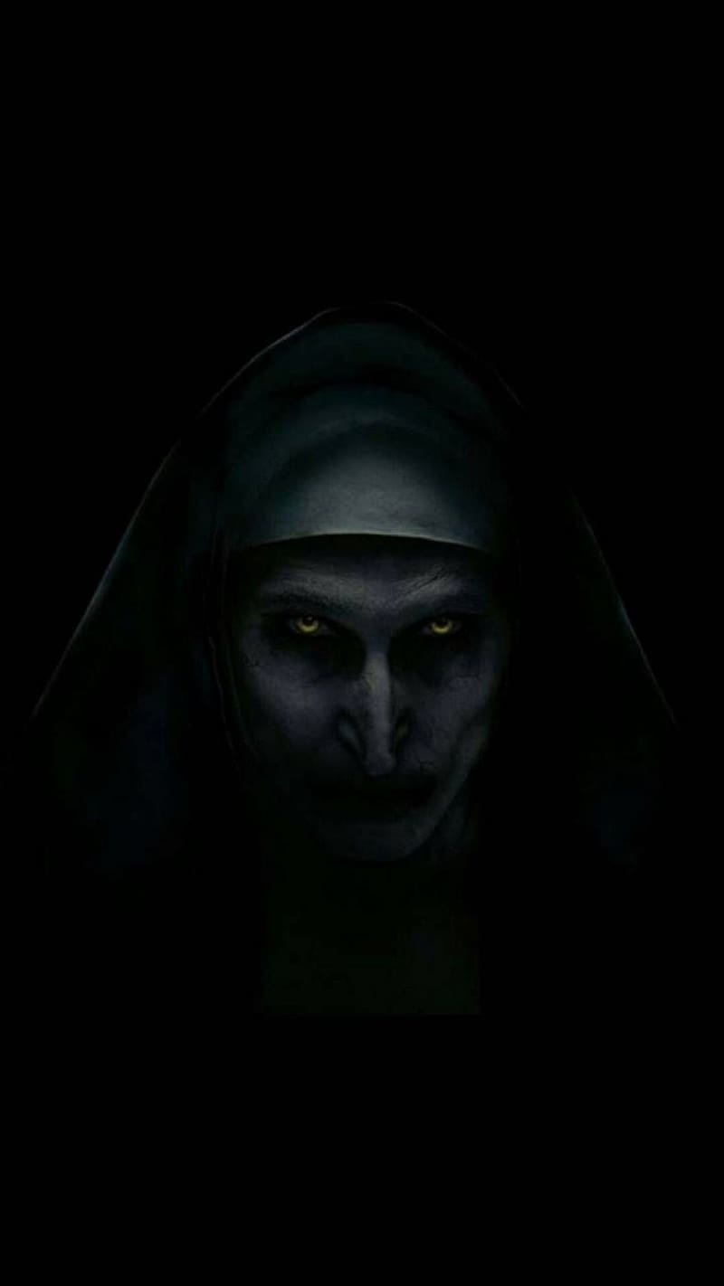 800x1422 The Nun Black Background, the nun, black, horror, scary, face, background, HD phone wallpaper
