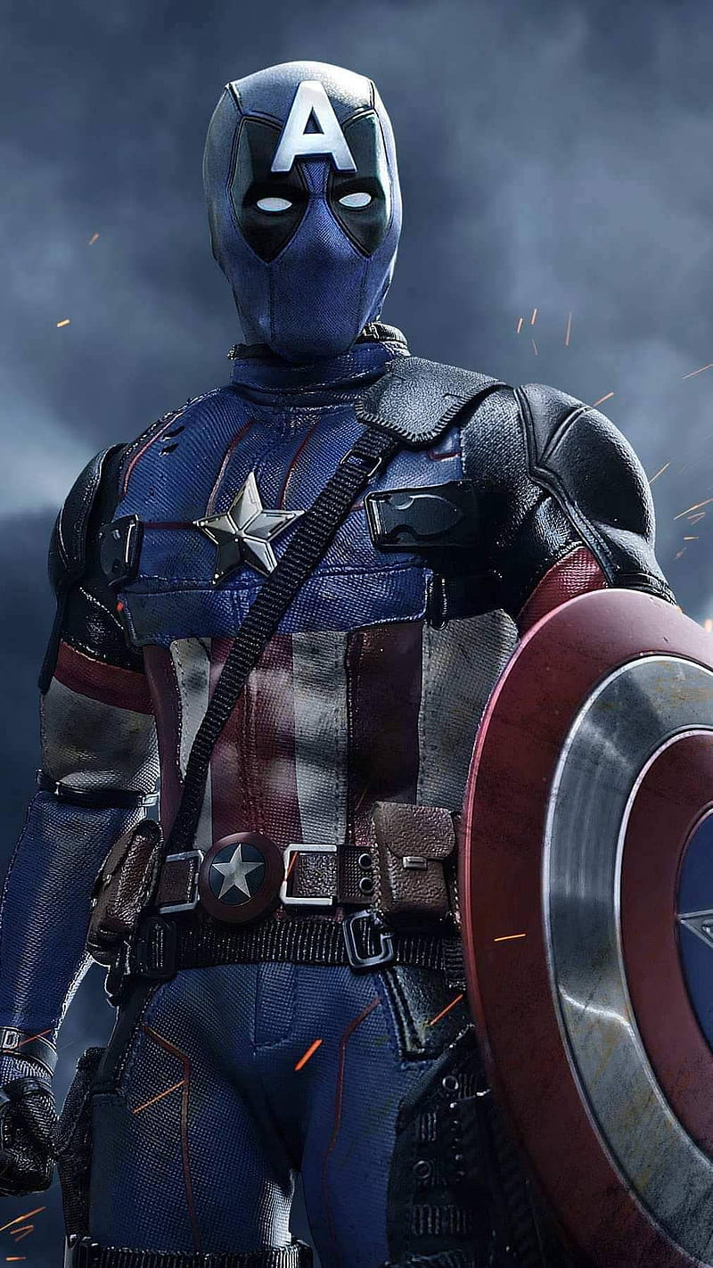 800x1422 Captain deadpool, captain america shied, HD phone wallpaper