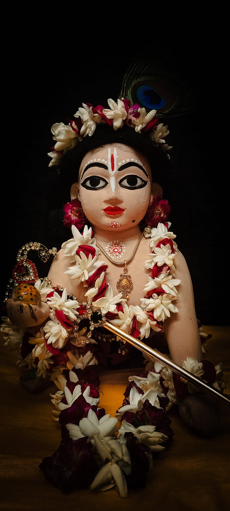 800x1778 Gopal, aesthetic, flute, orange, laddoo, moor, black, yellow, krishna, latest, HD phone wallpaper