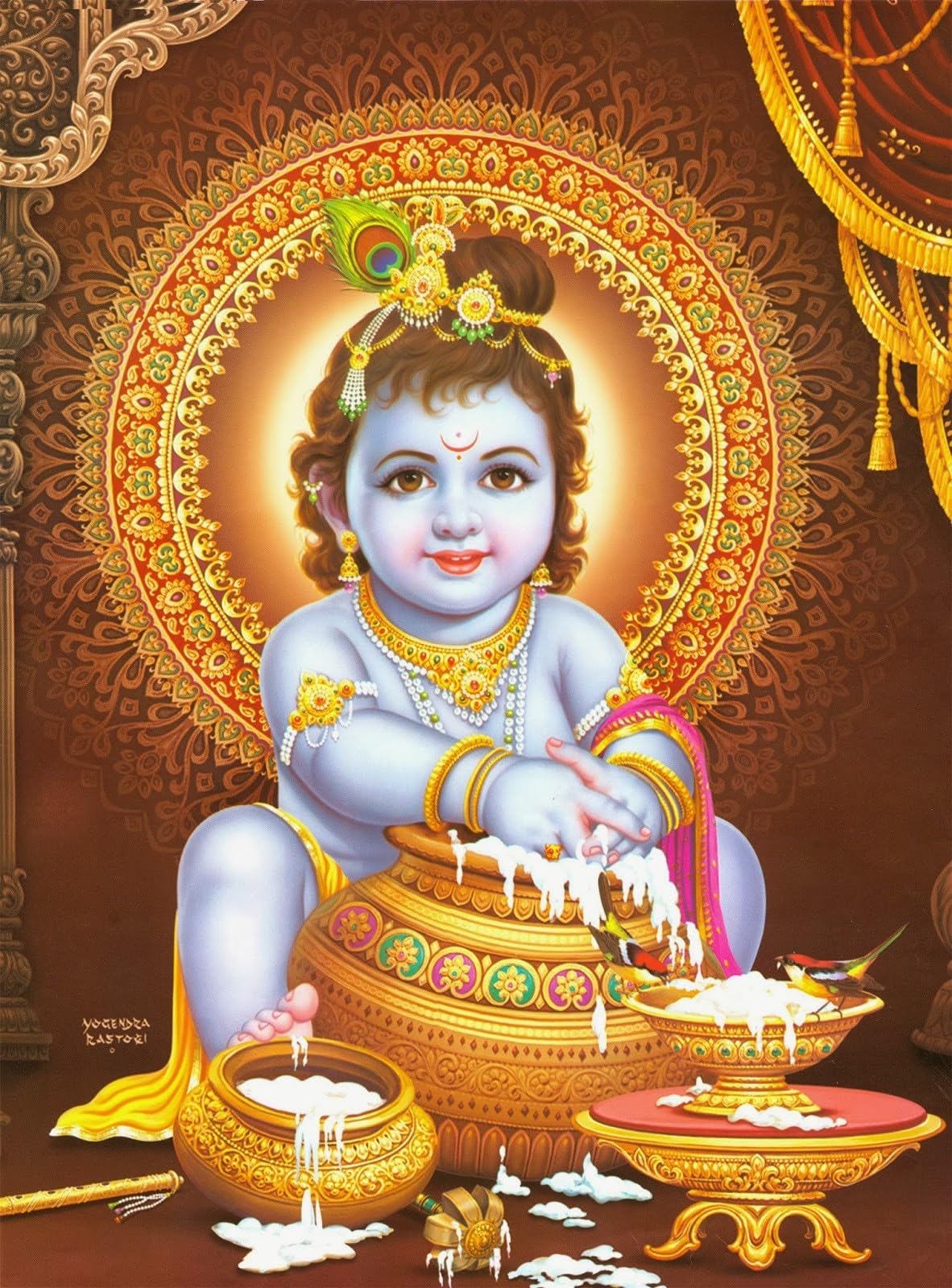 1182x1600 wallpics Krishna Ladoo Gopal ON FINE ART PAPER HD QUALITY WALLPAPER POSTER : Amazon.in: Home & Kitchen