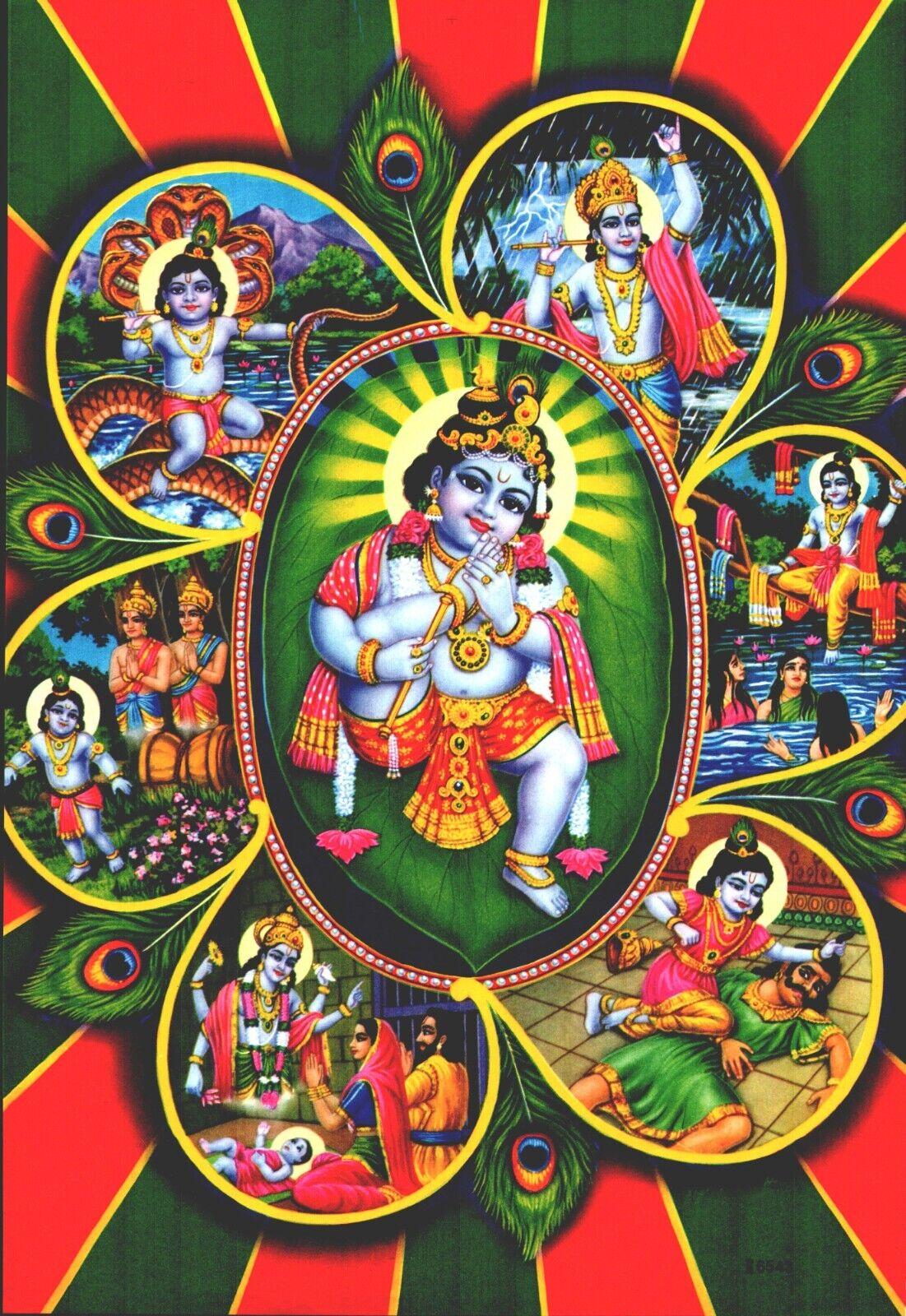 1101x1600 Hindu God Lord Krishna Print Picture Vintage Bal Gopal Krishna Poster Religious
