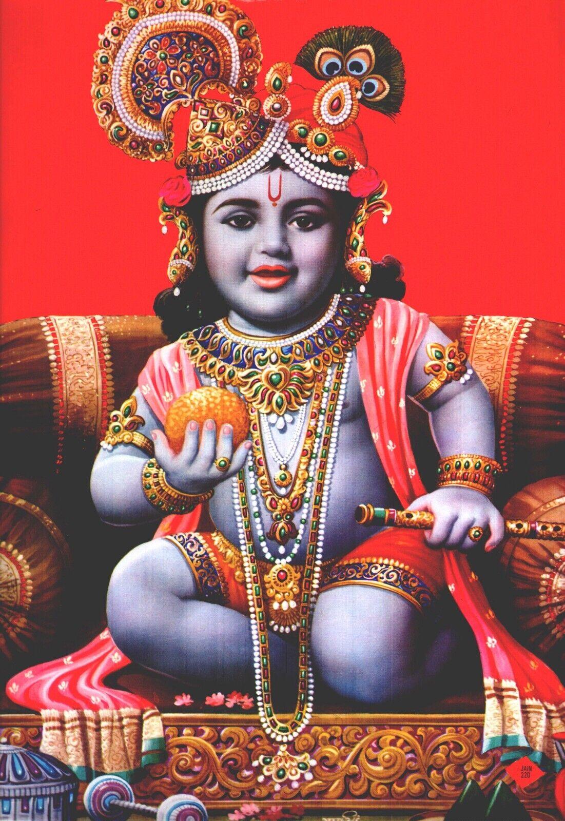 1101x1600 Hindu God Lord Krishna Print Picture Vintage Bal Gopal Krishna Poster Religious