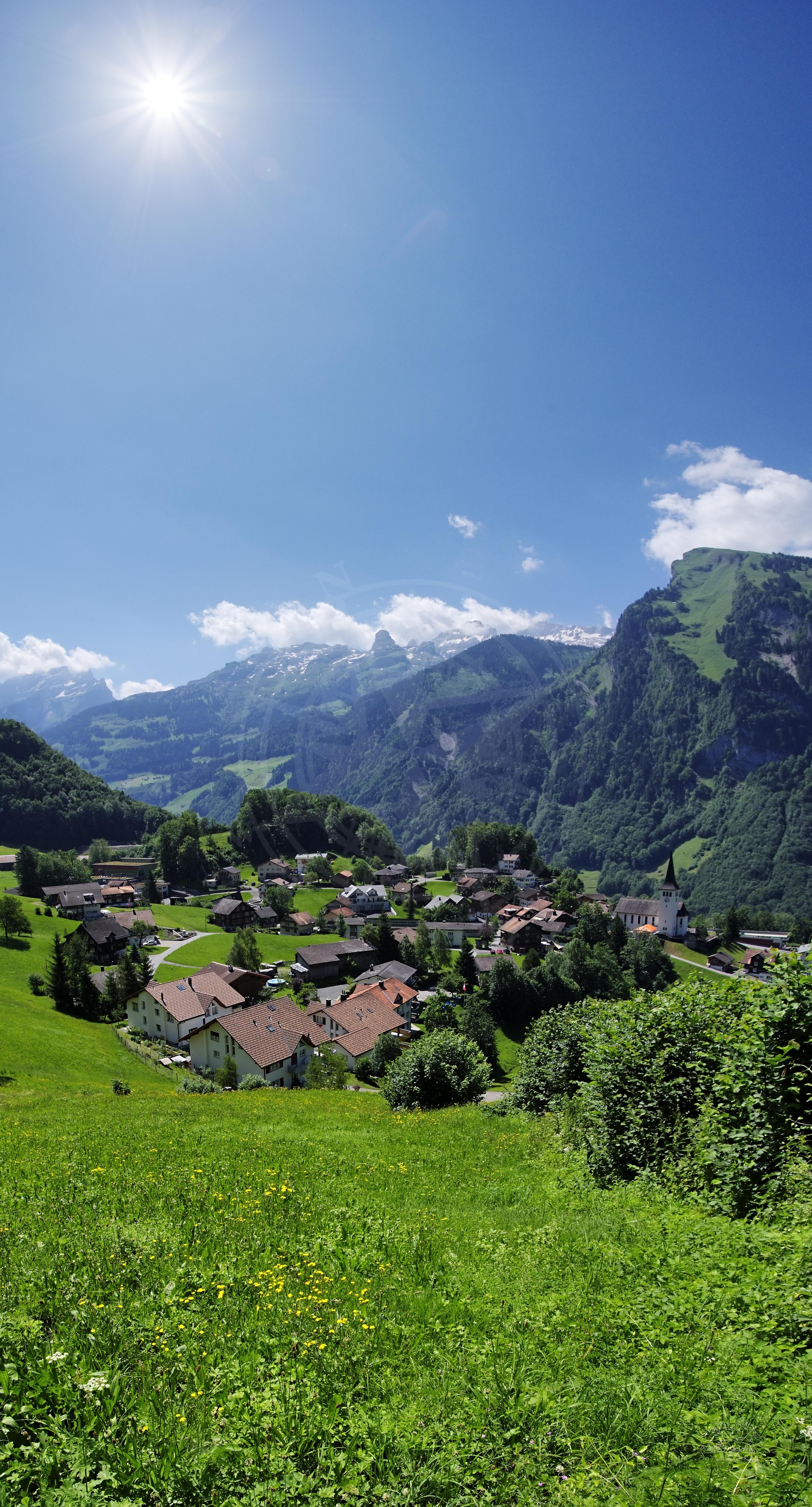 3072x5698 Spring Meadow Panorama in Illgau, Schwyz. Switzerland Landscape Photo