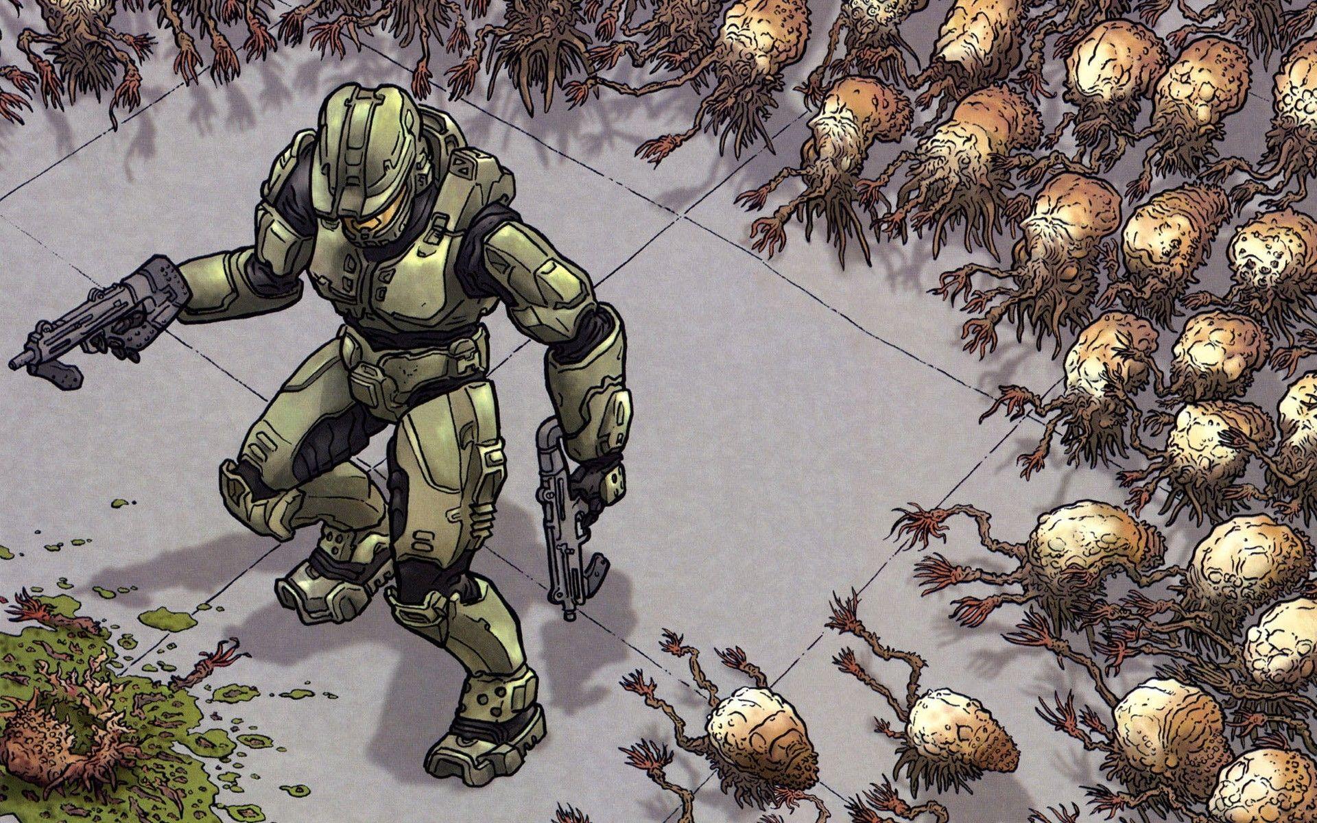 1920x1200 Download 1920x1200 Flood and Master Chief