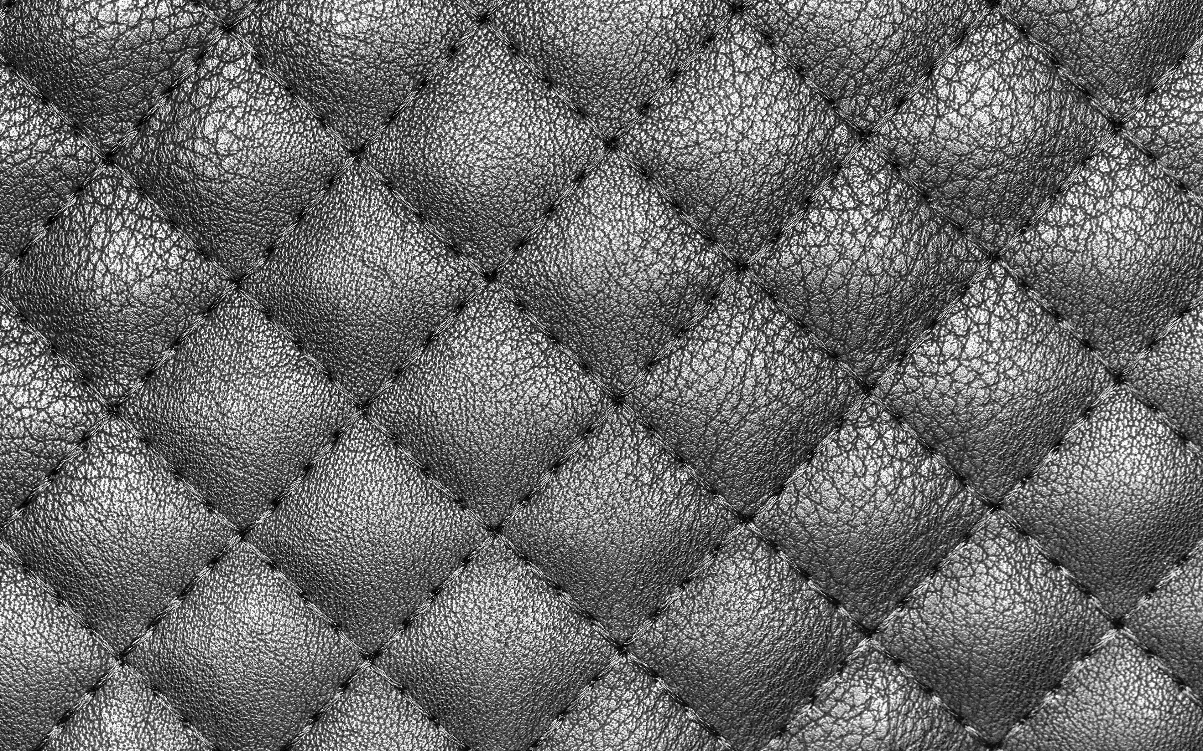 3840x2400 Download wallpaper gray leather textures, 4k, leather with stitching, gray leather background, gray leather upholstery, leather background, leather textures, macro, upholstery textures for desktop with resolution 3840x2400. High Quality HD picture