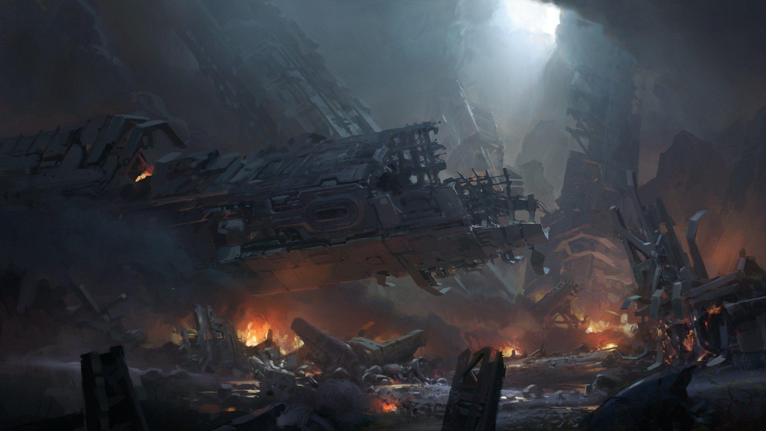 2560x1440 Video games futuristic digital art concept art artwork Halo 4 wallpaperx1440