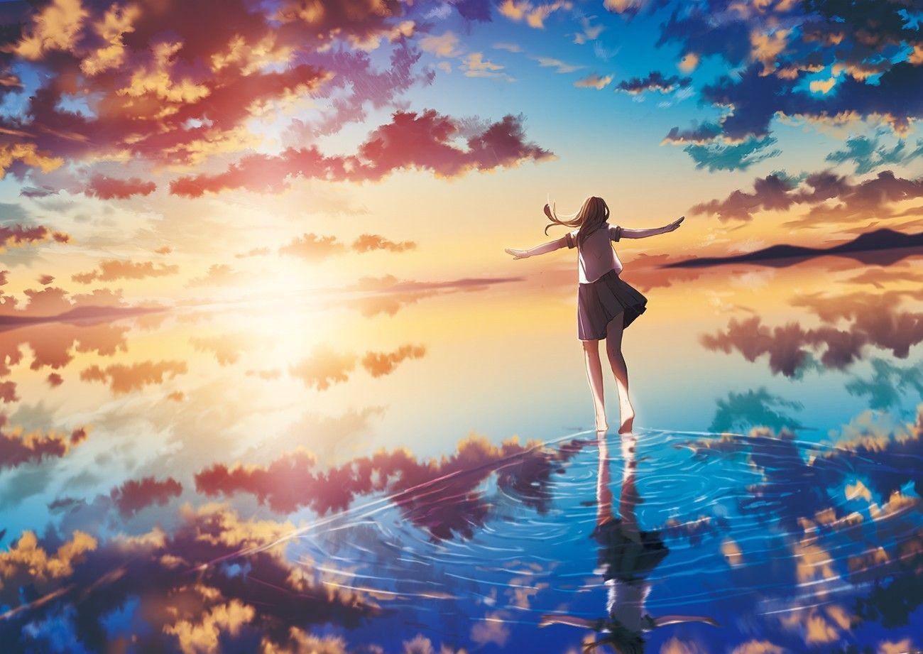 Sunny, anime, green, sky, sun, HD wallpaper | Peakpx