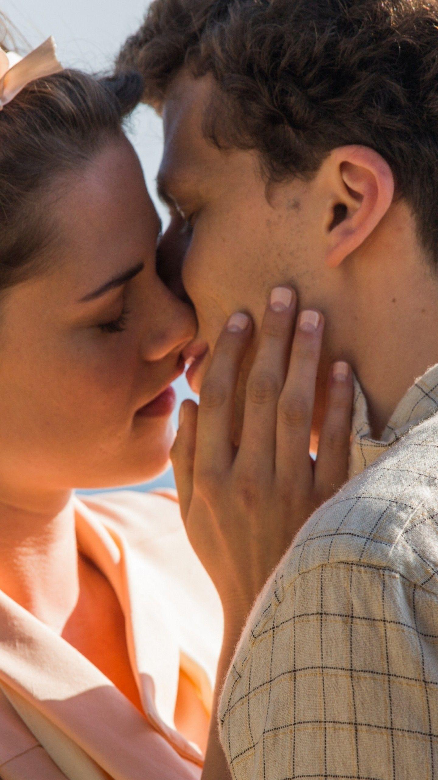 1440x2560 Wallpaper Café Society, kiss, Kristen Stewart, Jesse Eisenberg, Movies