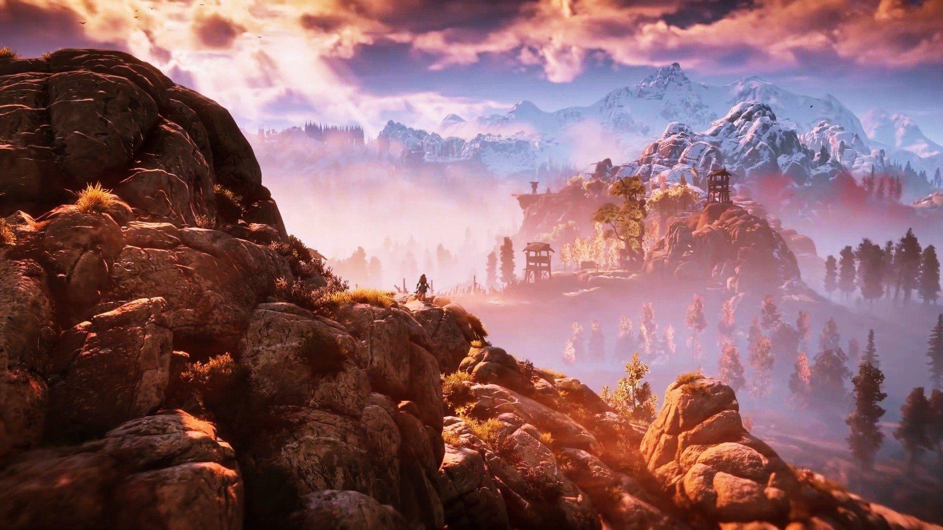 1920x1080 Video Game Horizon Zero Dawn Wallpaper. Horizon zero dawn wallpaper, Horizon zero dawn, Mountain landscape