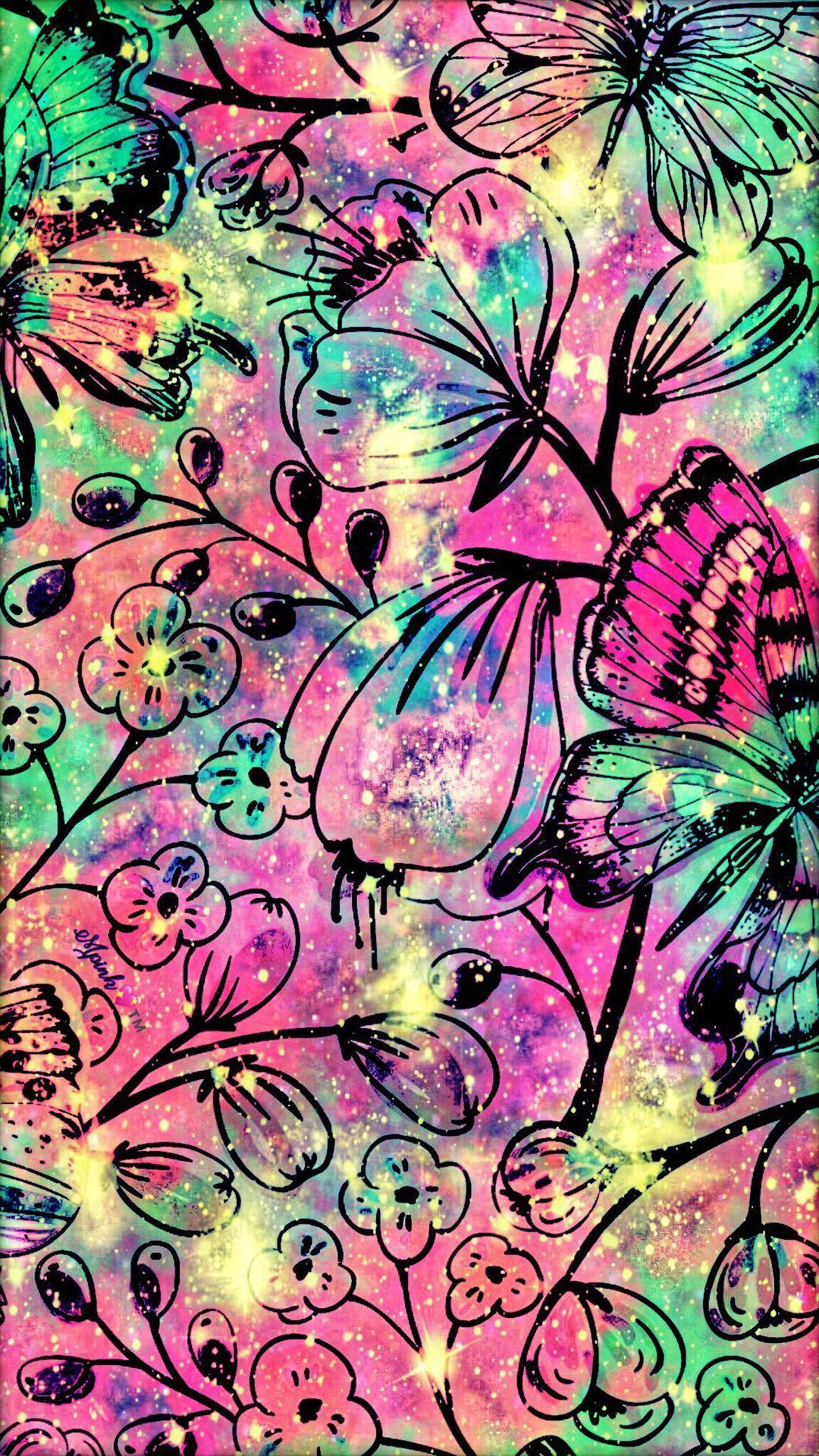1080x1920 Floral Galaxy Wallpaper #androidwallpaper #iphonewallpaper #wallpaper # galaxy #sparkle #glitter #lockscreen #p. Galaxy wallpaper, Cute tumblr wallpaper, Wallpaper