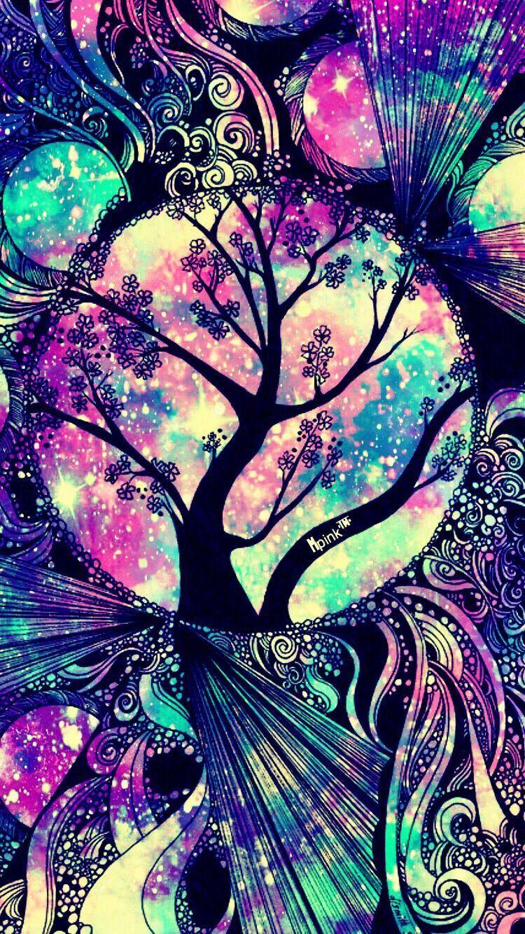 750x1334 Tree Floral Galaxy IPhone Android Wallpaper I Created For The App Top Chart #art. Dreamcatcher Wallpaper, Art Wallpaper, Galaxy Art