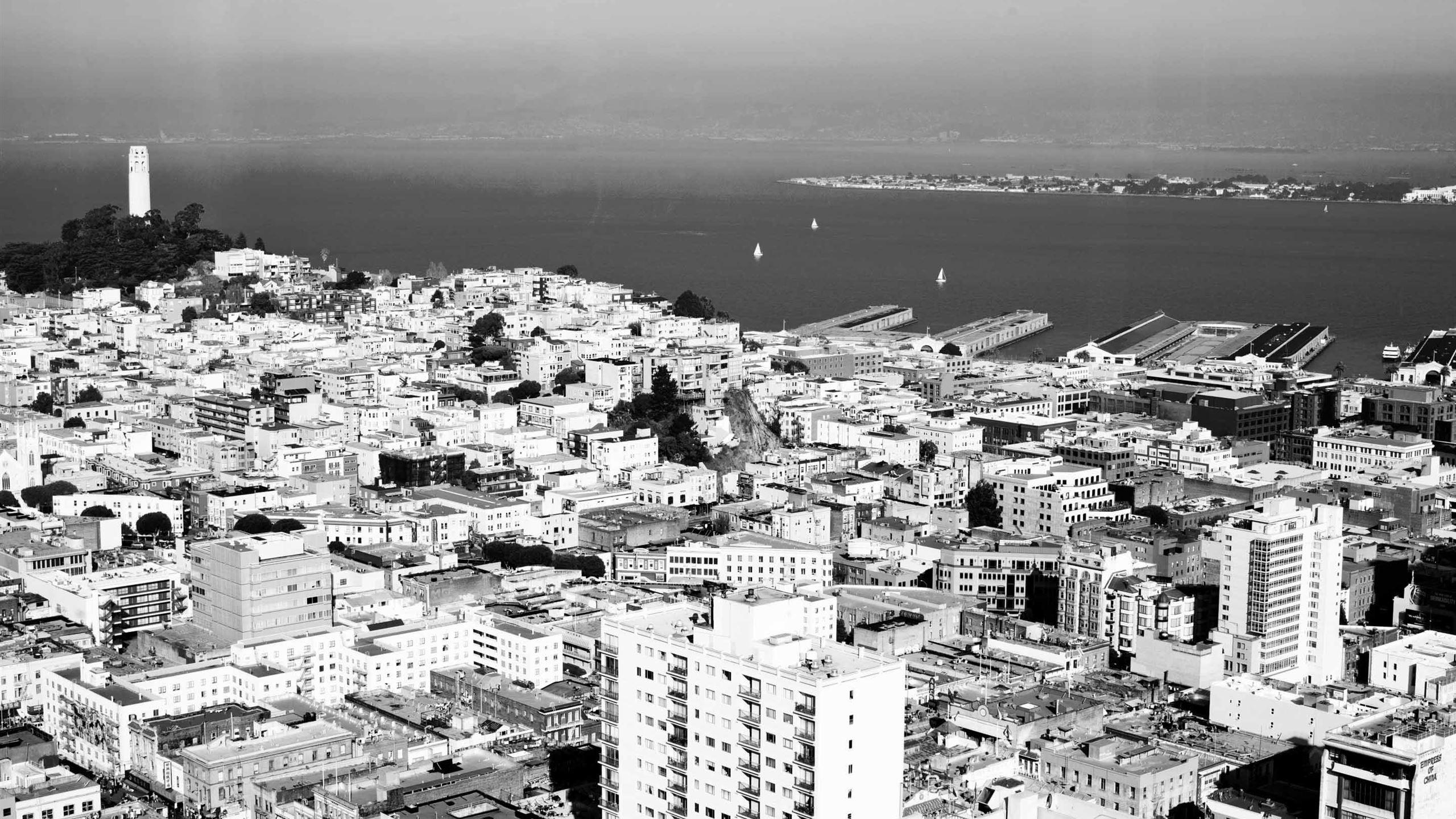2560x1440 San Francisco Black And White MacBook Air Wallpaper Download