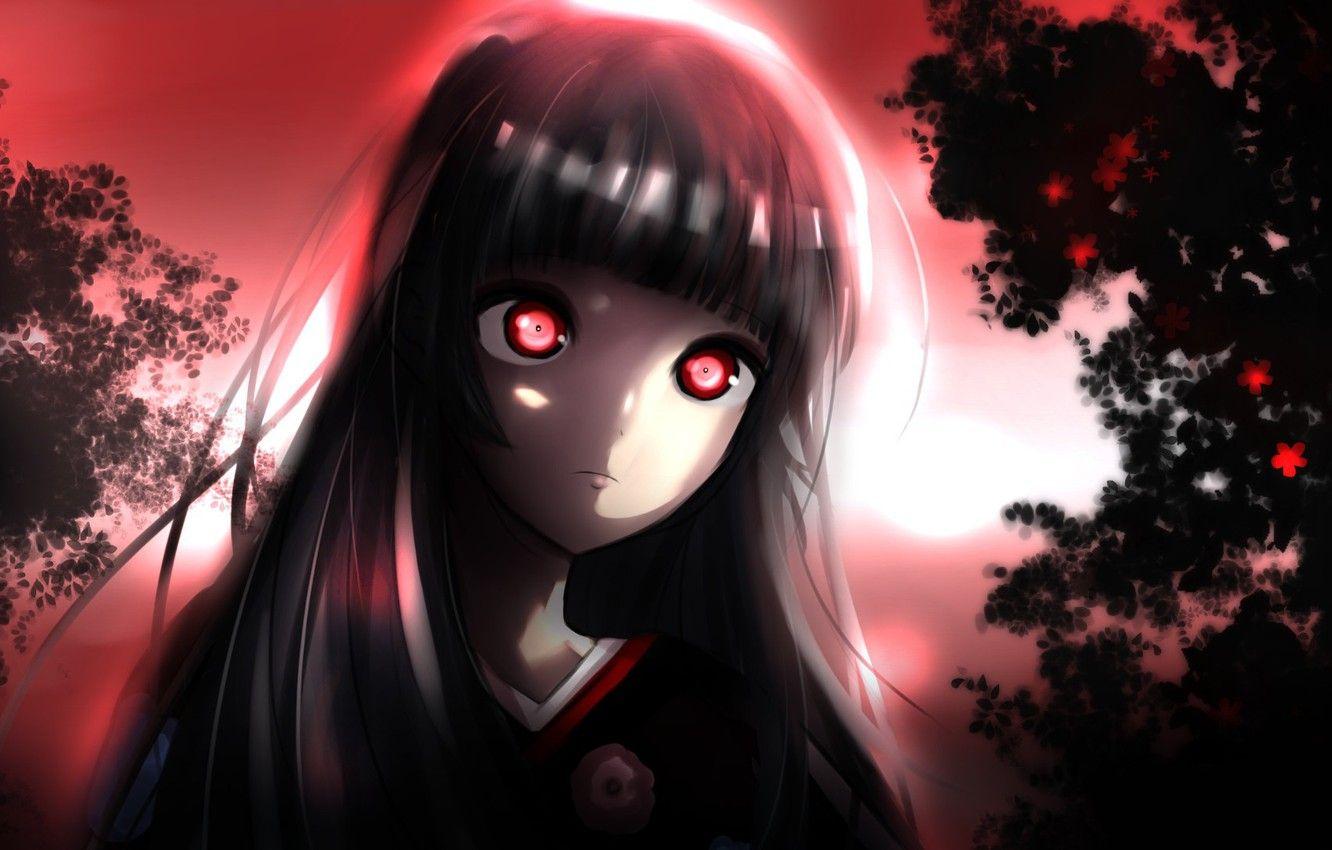 1332x850 Photo Wallpaper Anime, Night, Red Eyes, Brunette, Evil, Red Eyes Anime Wallpaper & Background Download
