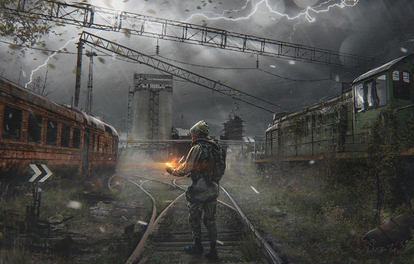1332x850 Wallpaper road, train, depot, Stalker, fan art, stalker Stalker Pavel bondarenko image for desktop, section игры