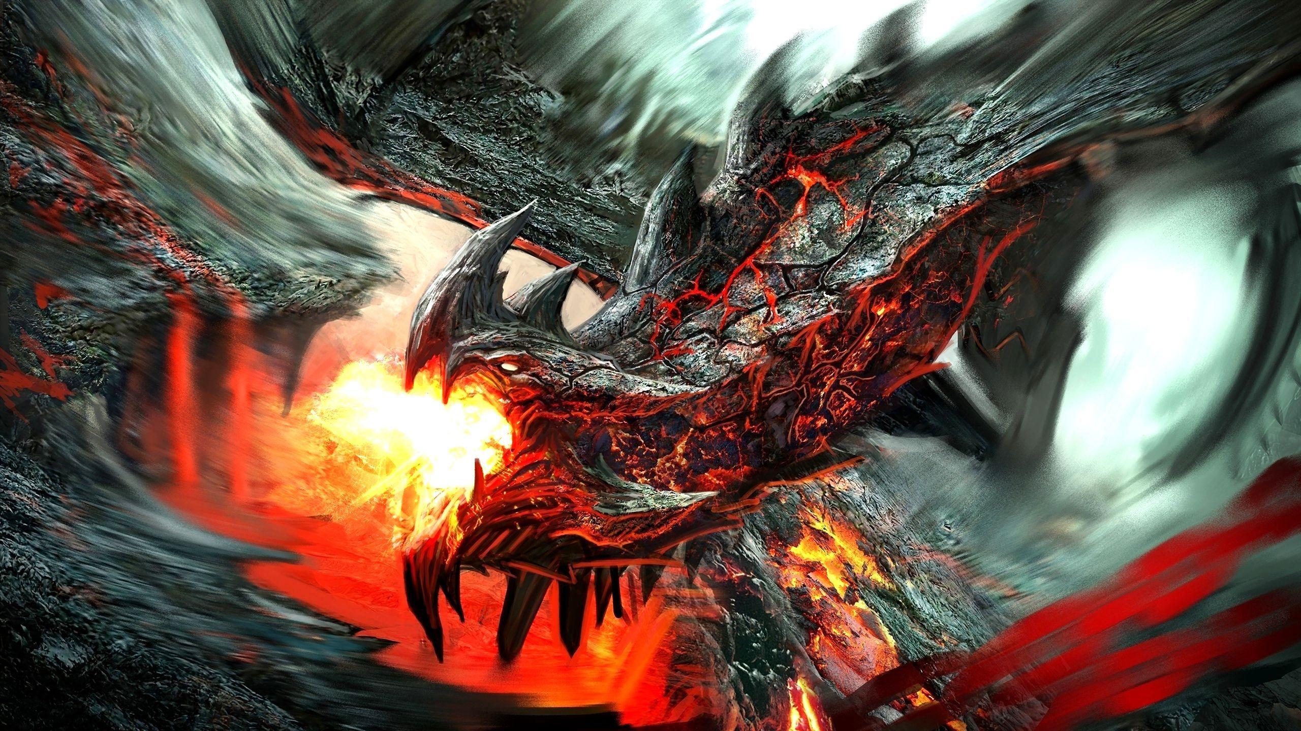 2560x1440 Free Cool Black Dragon Wallpaper