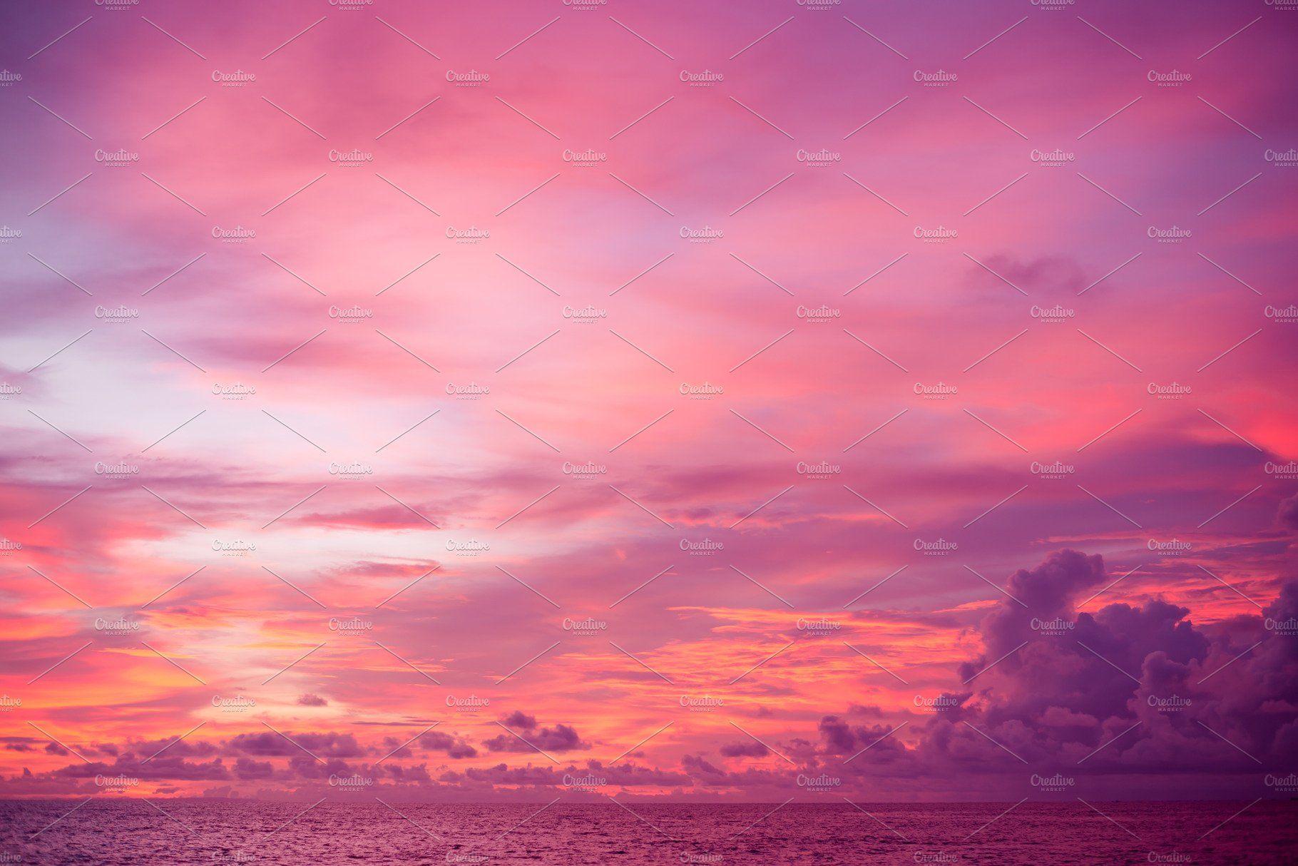 1820x1214 Sunset Purple Indonesia Sky. High Quality Nature Creative Market
