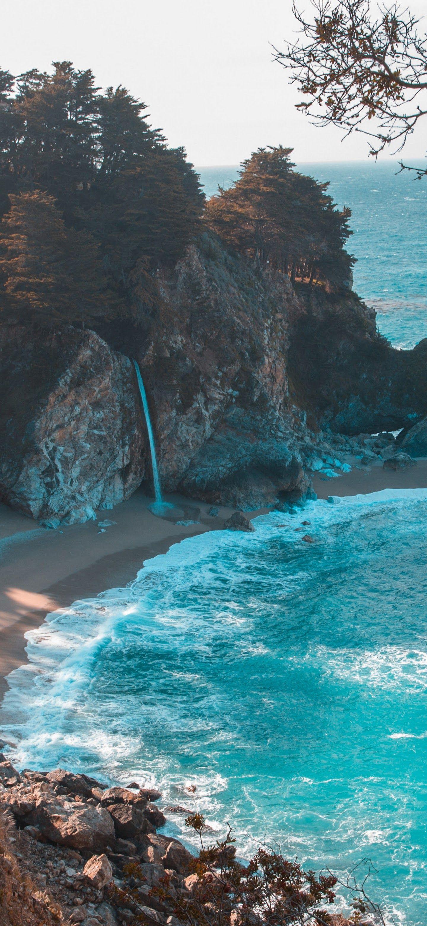 1440x3120 Beach Nature Sea Scenery 4K Wallpaper