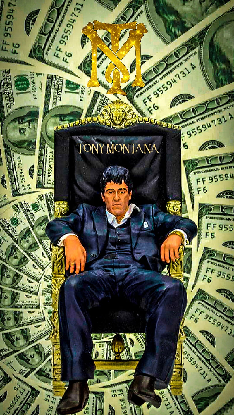 800x1419 Tony Montana, al pacino, benjamins, logo, scarface, throne, tm, HD phone wallpaper