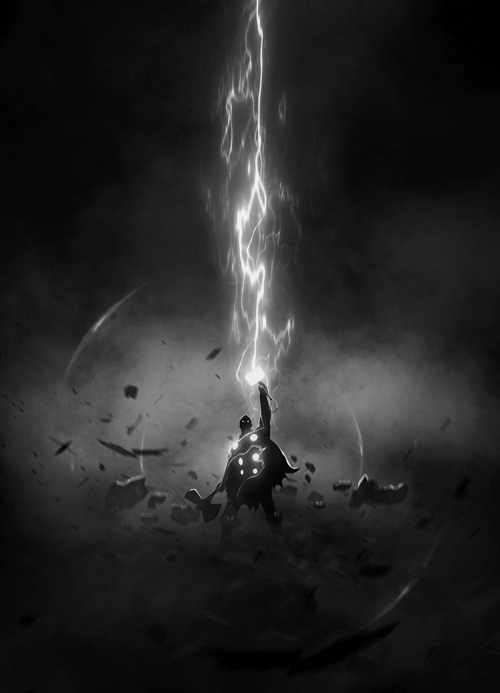 1000x1385 Thor Black And White Wallpaper