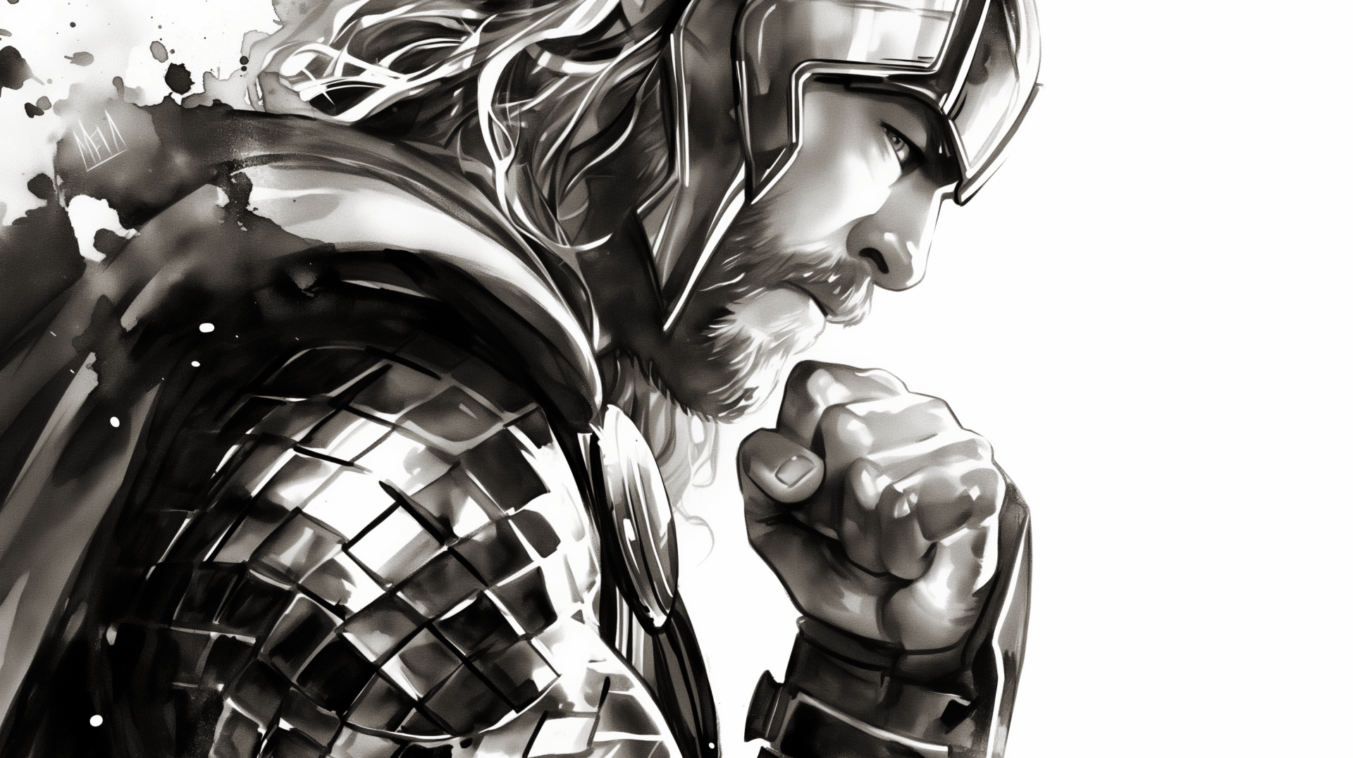 1920x1076 Thor Reflects & White HD Comic Wallpaper