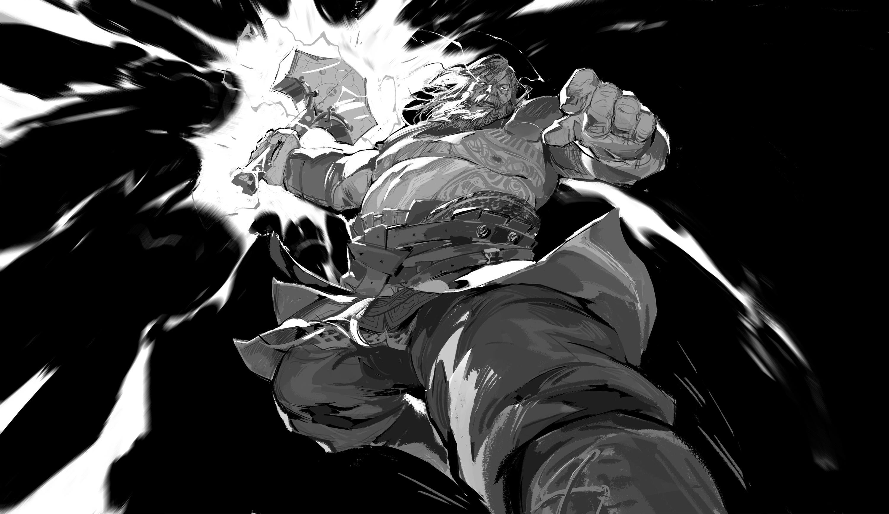 3000x1735 Thor in comic style, my recent drawing