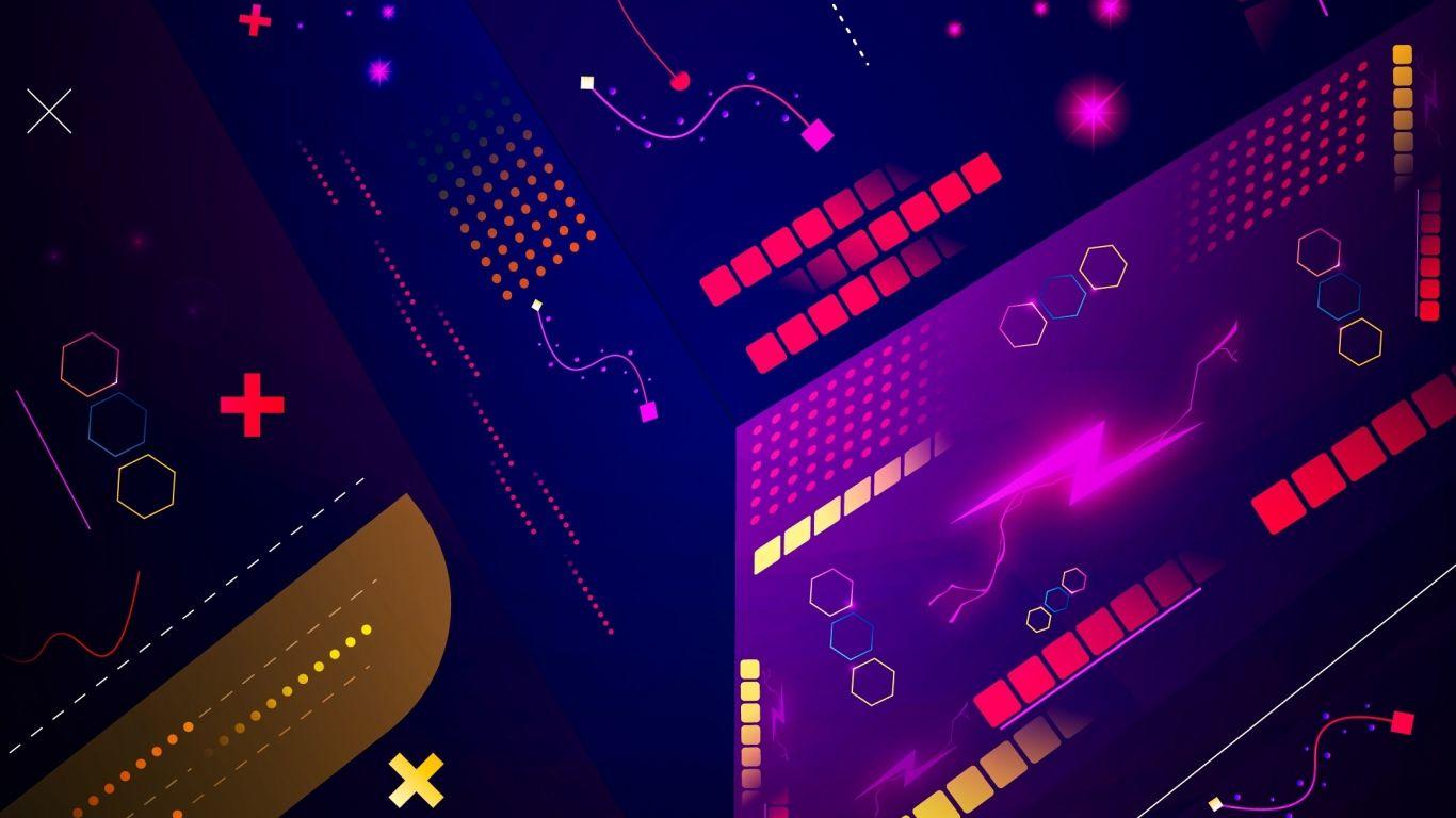 1366x768 Download 1366x768 wallpaper vector, design, gamming sytle, retro art, tablet, laptop, 1366x768 HD image, background, 20852