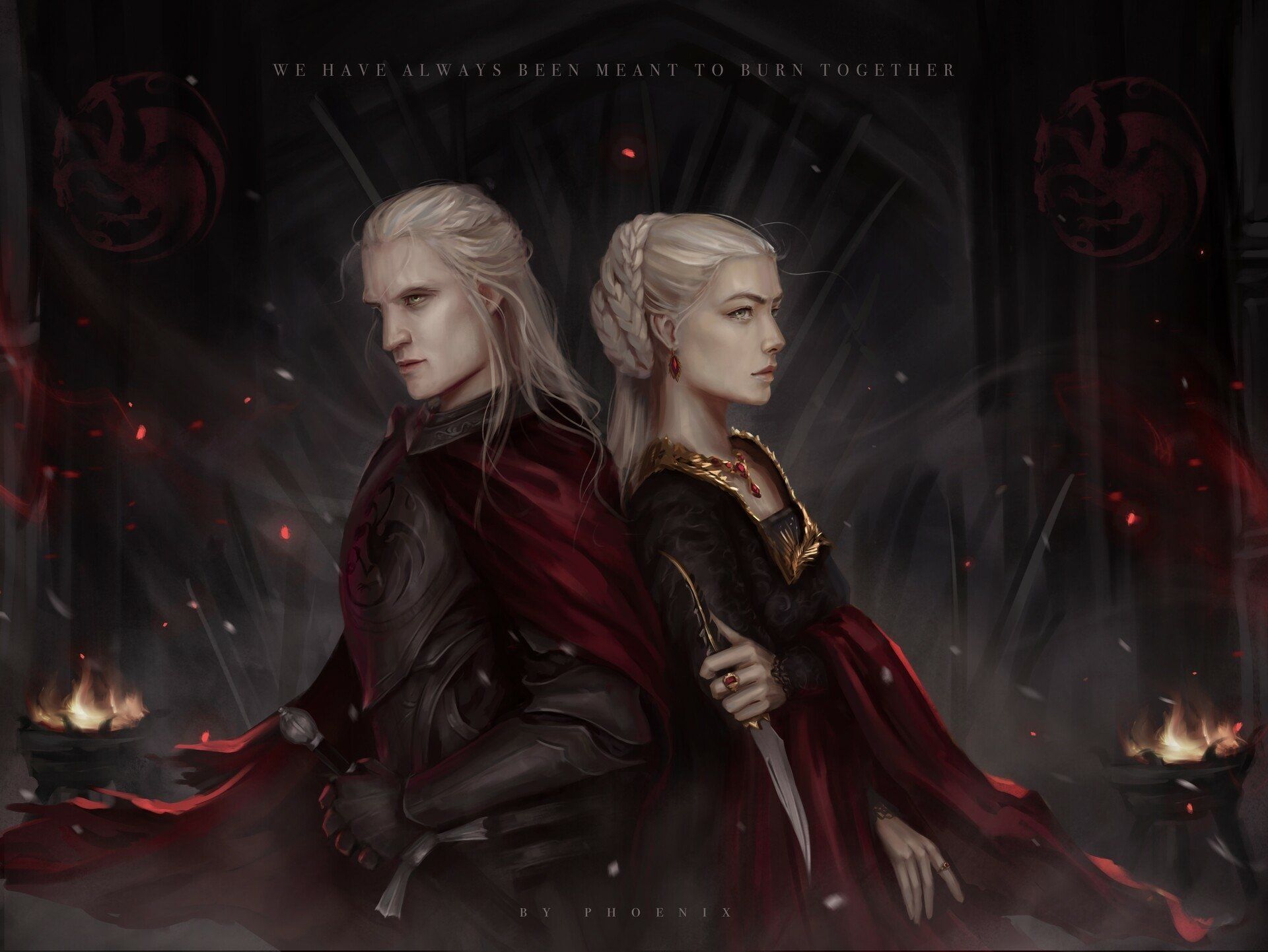 1920x1442 Dragon Throne Duo: Daemon & Rhaenyra