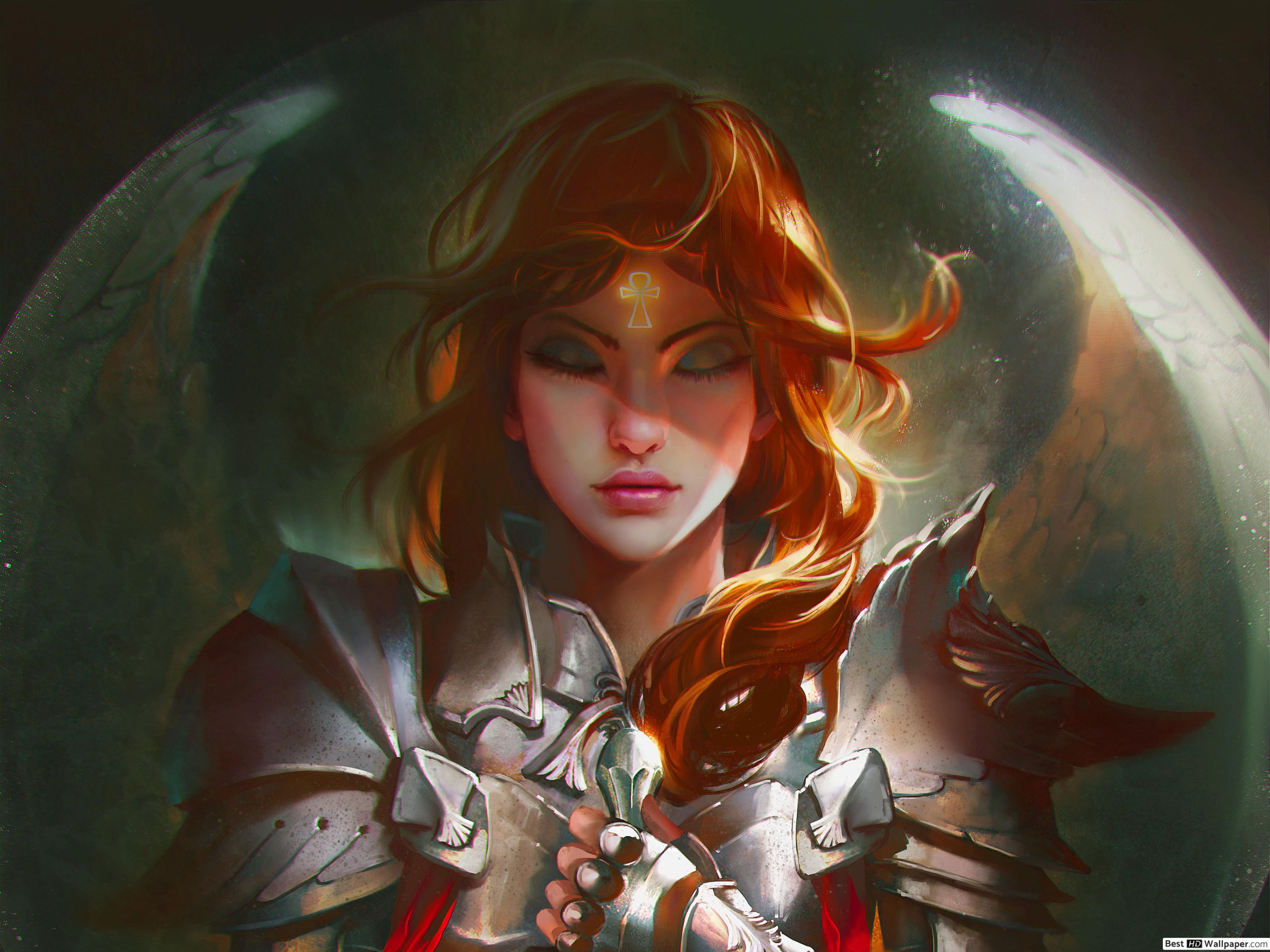 3200x2400 Fantasy Warrior Women with Ankh cross HD wallpaper download