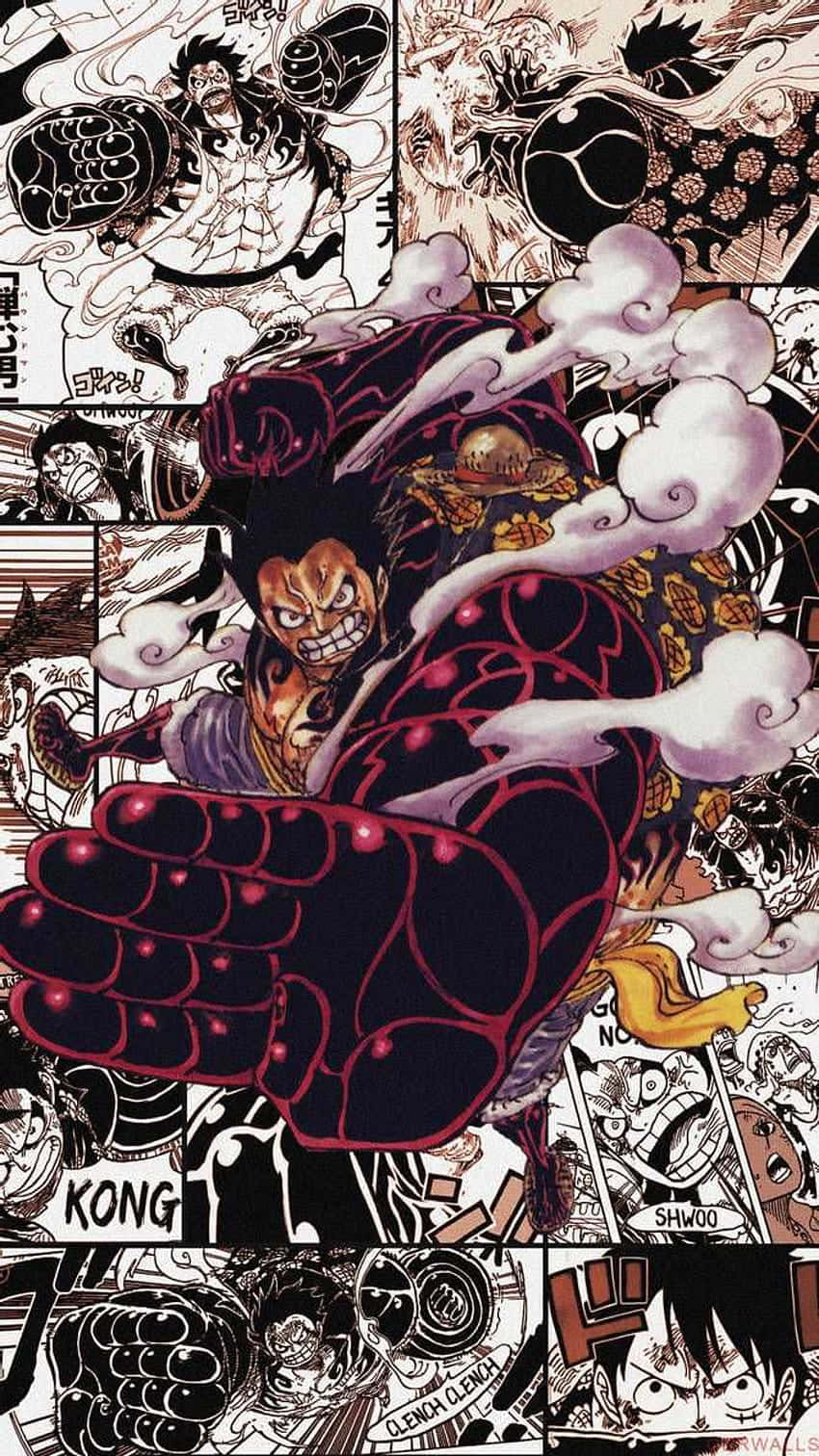 850x1512 Download Luffy Gear5 Manga Collage Wallpaper