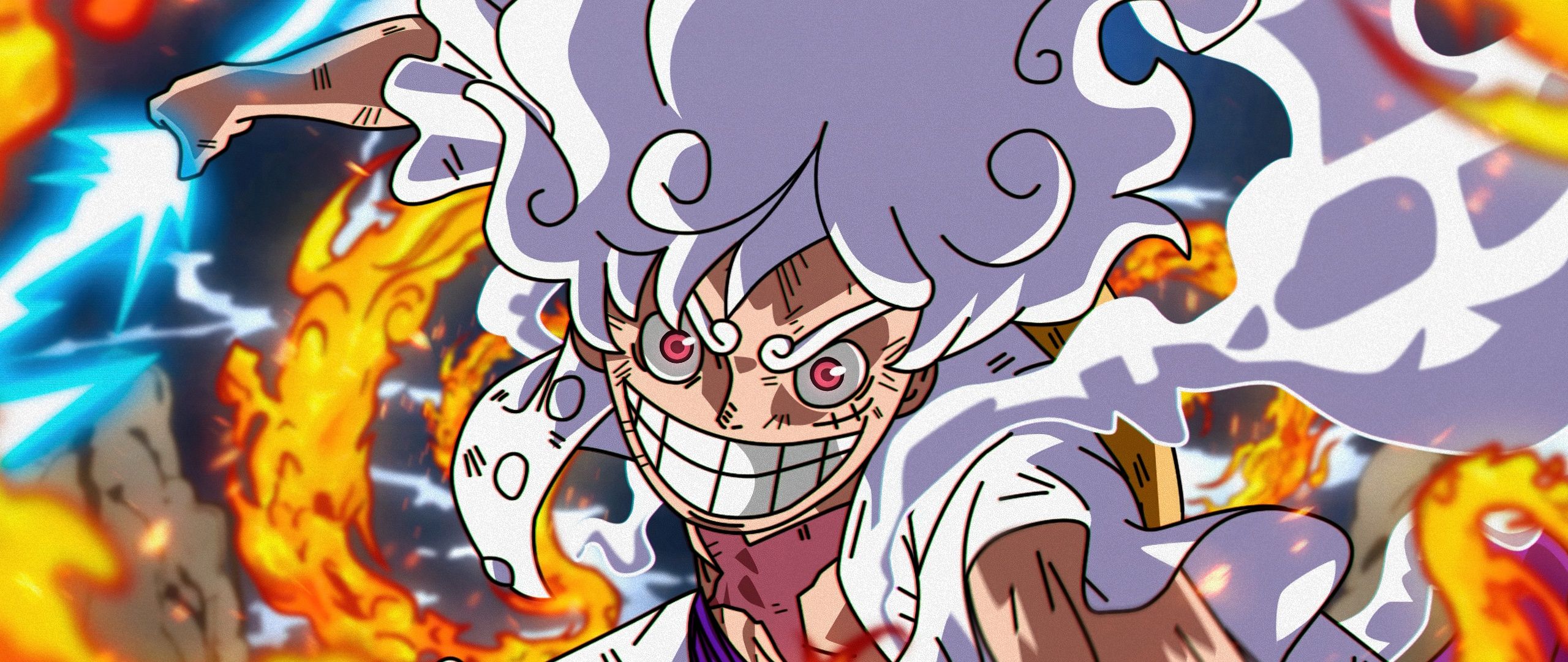 2560x1080 Luffy Gear 5 (One Piece) 5K Wallpaper