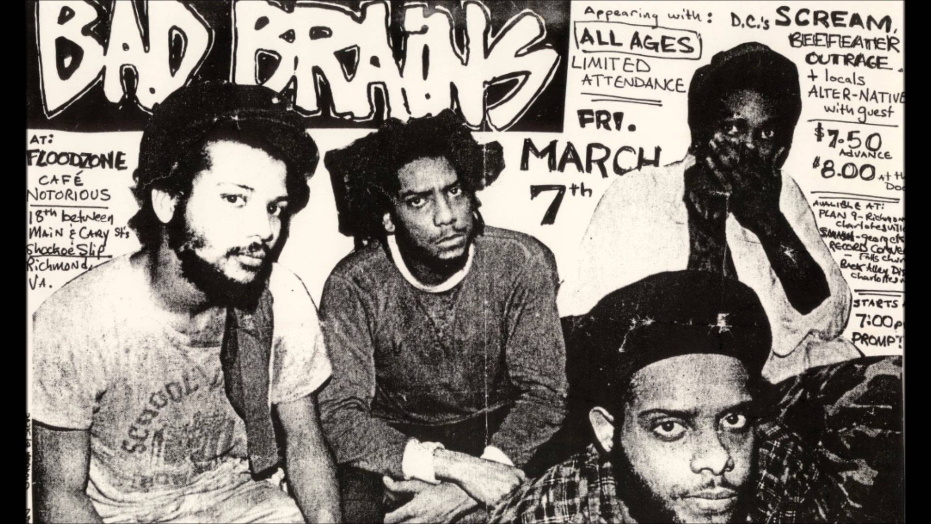 1920x1080 Bad brains an all black punk group, pioneers of the hardcore punk genre. Circa 1980's[1920*1080]