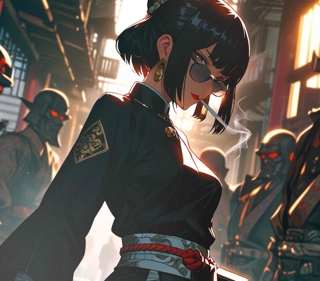 1280x1124 Download Women Anime Style Mafia. Royalty Free Stock Illustration Image