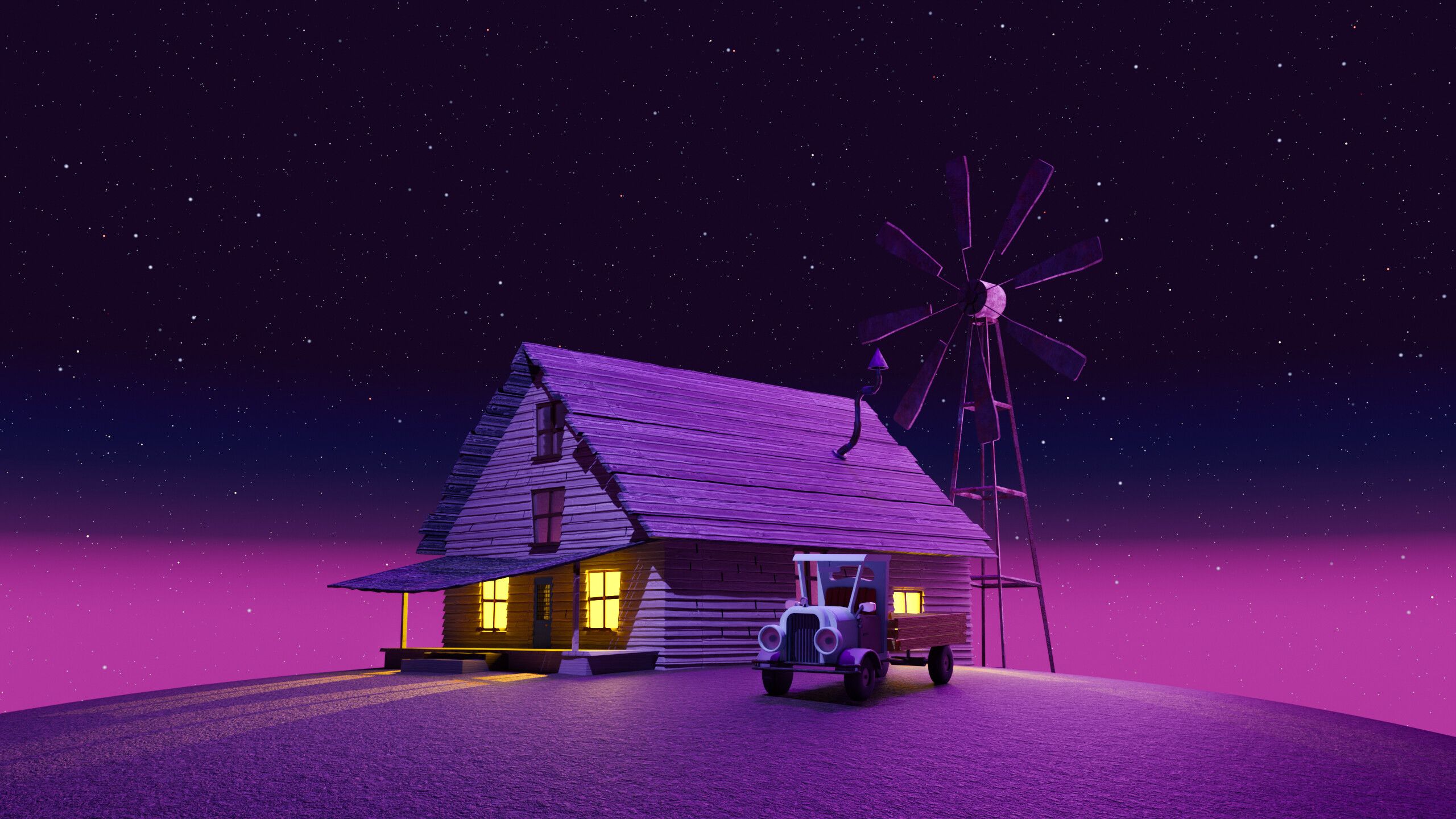 2560x1440 HD Wallpaper: Courage the Cowardly Dog's Purple Nightx1440