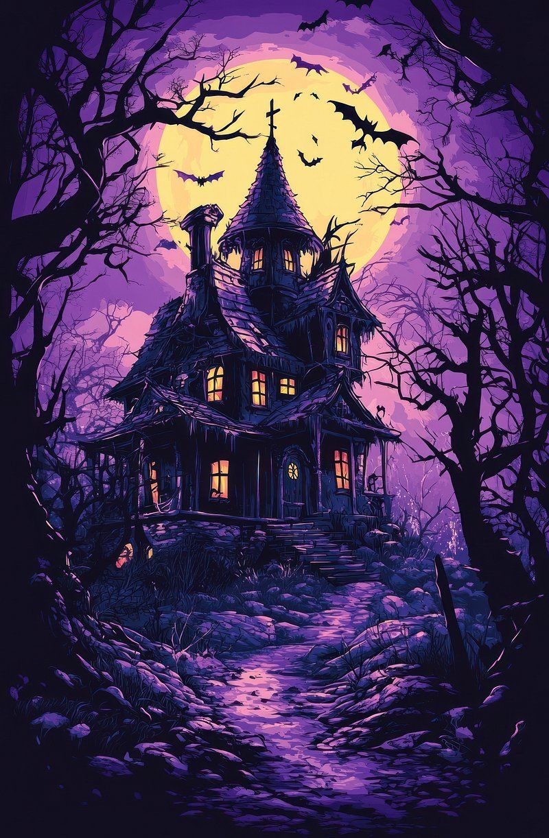800x1222 Halloween Purple And Black Wallpaper
