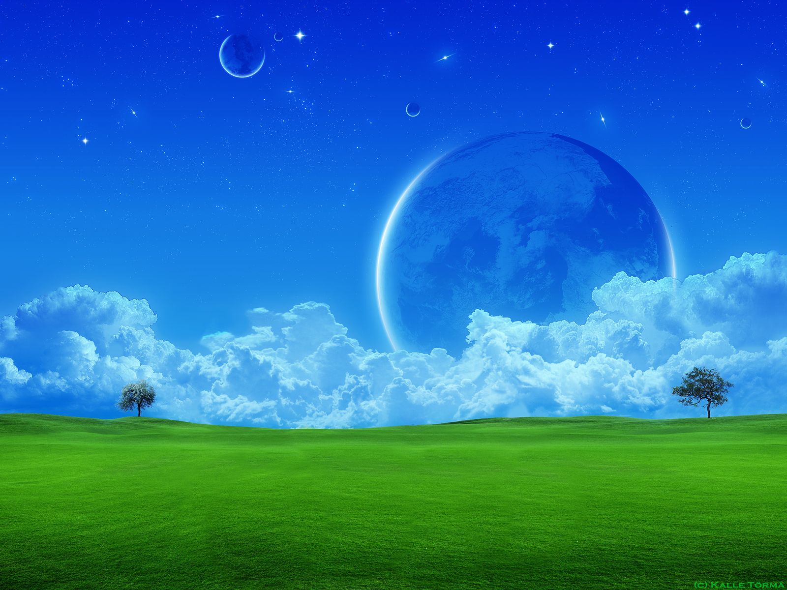 1600x1200 Desktop wallpaper: Landscape, Earth, A Dreamy World, Moon 4K free download for PC. 1075253