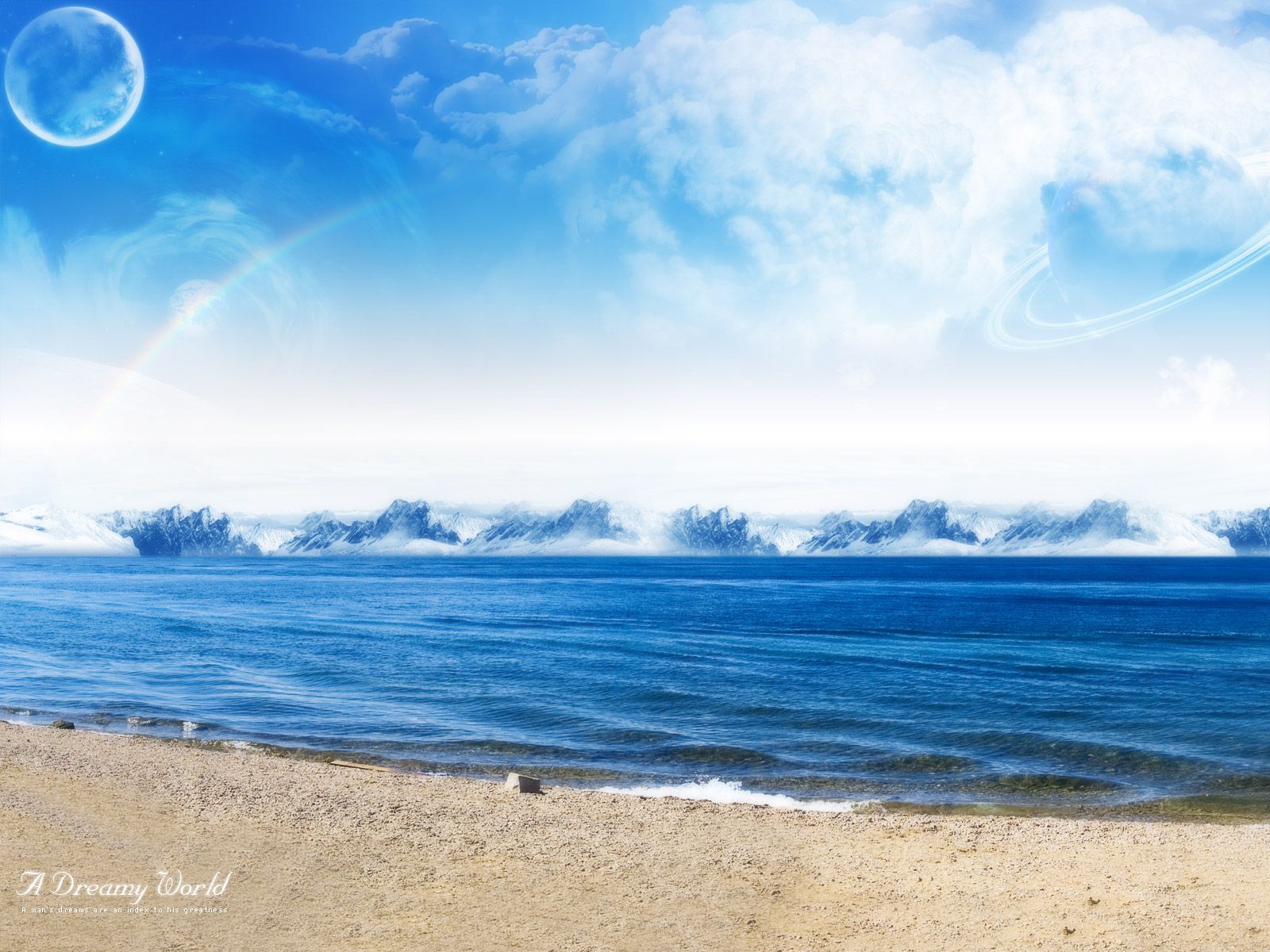 1600x1200 Sea Shore Dreamy World, High Definition, High Quality, Widescreen