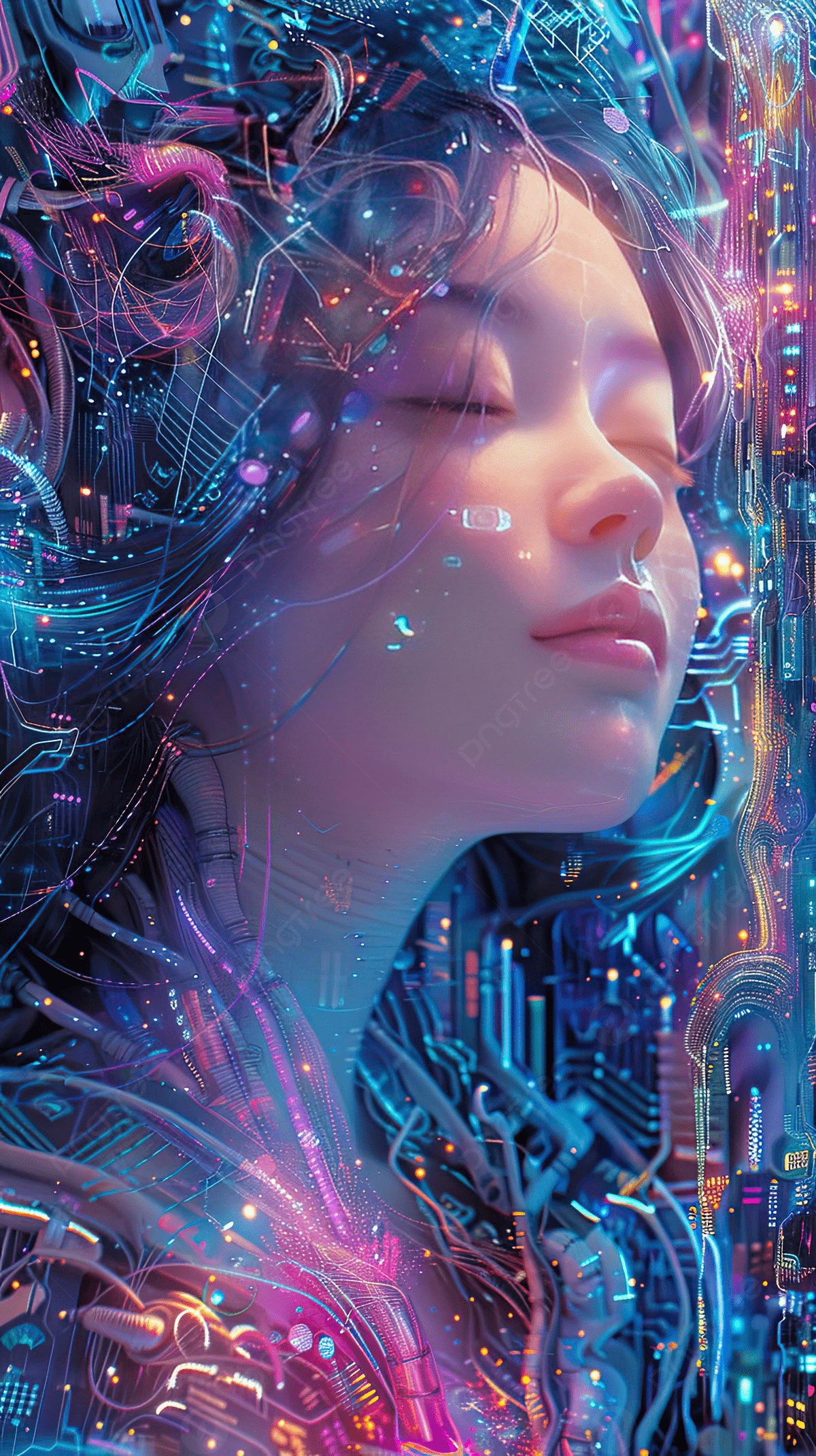 1200x2141 Hd A Futuristic Woman Wallpaper Against Vibrant Neon City Generate Ai Background Wallpaper Image For Free Download