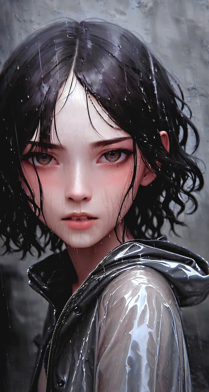 728x1365 HD Wallpaper: AI Art, AI Generated, Women, Vertical, Looking At Viewer, Short Hair