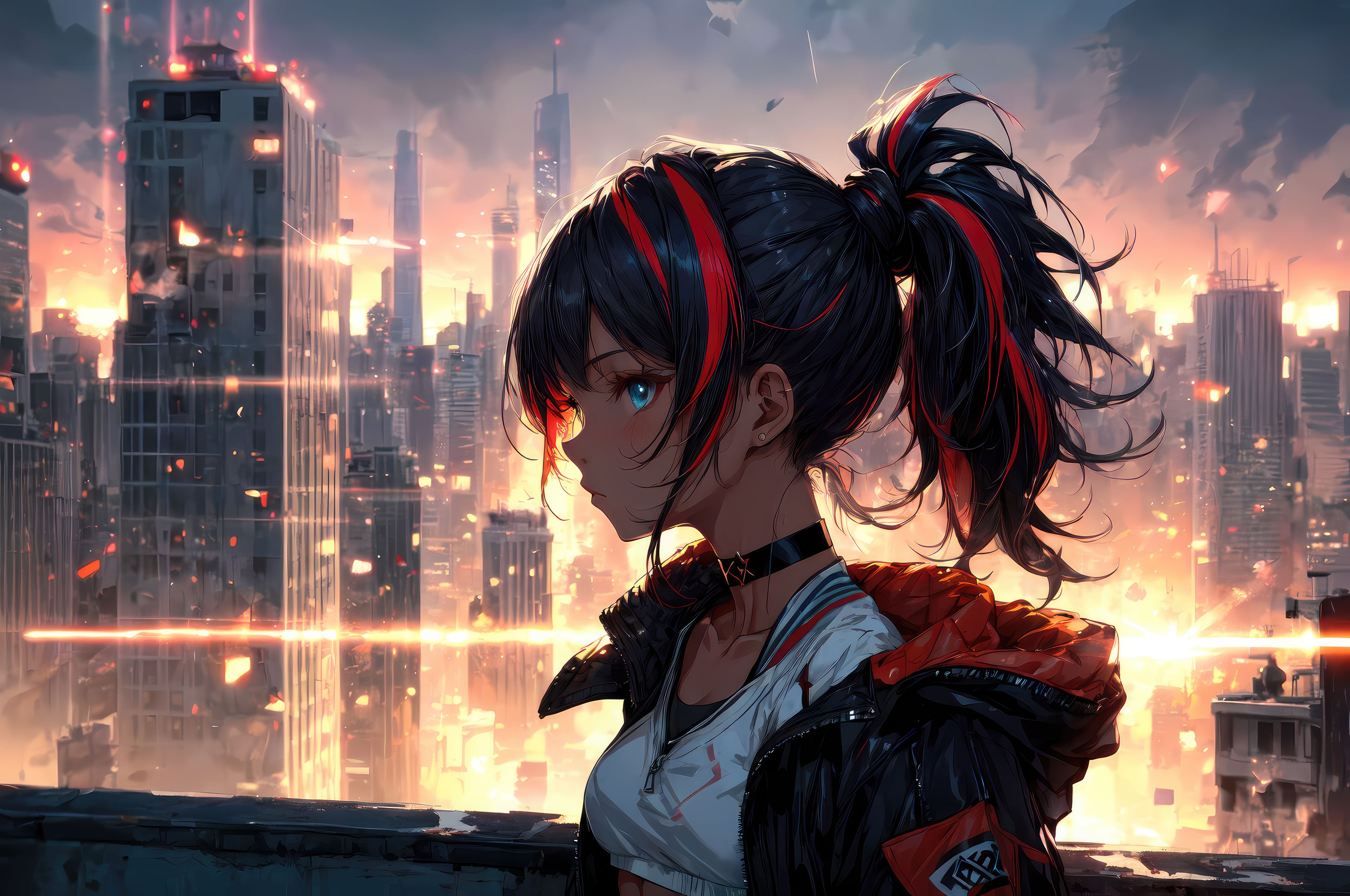 3840x2548 Ai Anime Girl In Big City Wallpaper, HD Anime Wallpaper, 4k Wallpaper, Image, Background, Photos and Picture