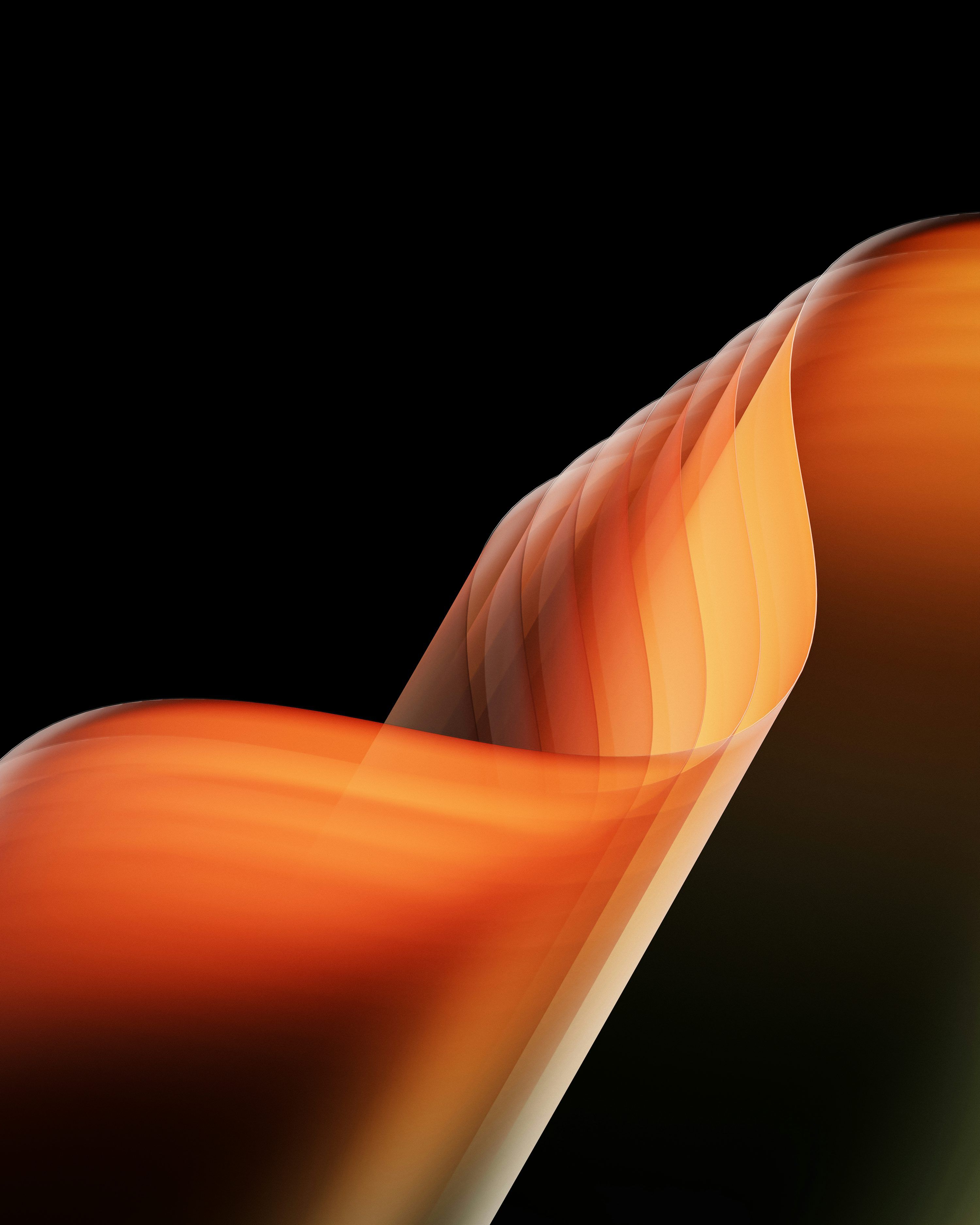 3000x3750 A black background with an orange and yellow wave photo