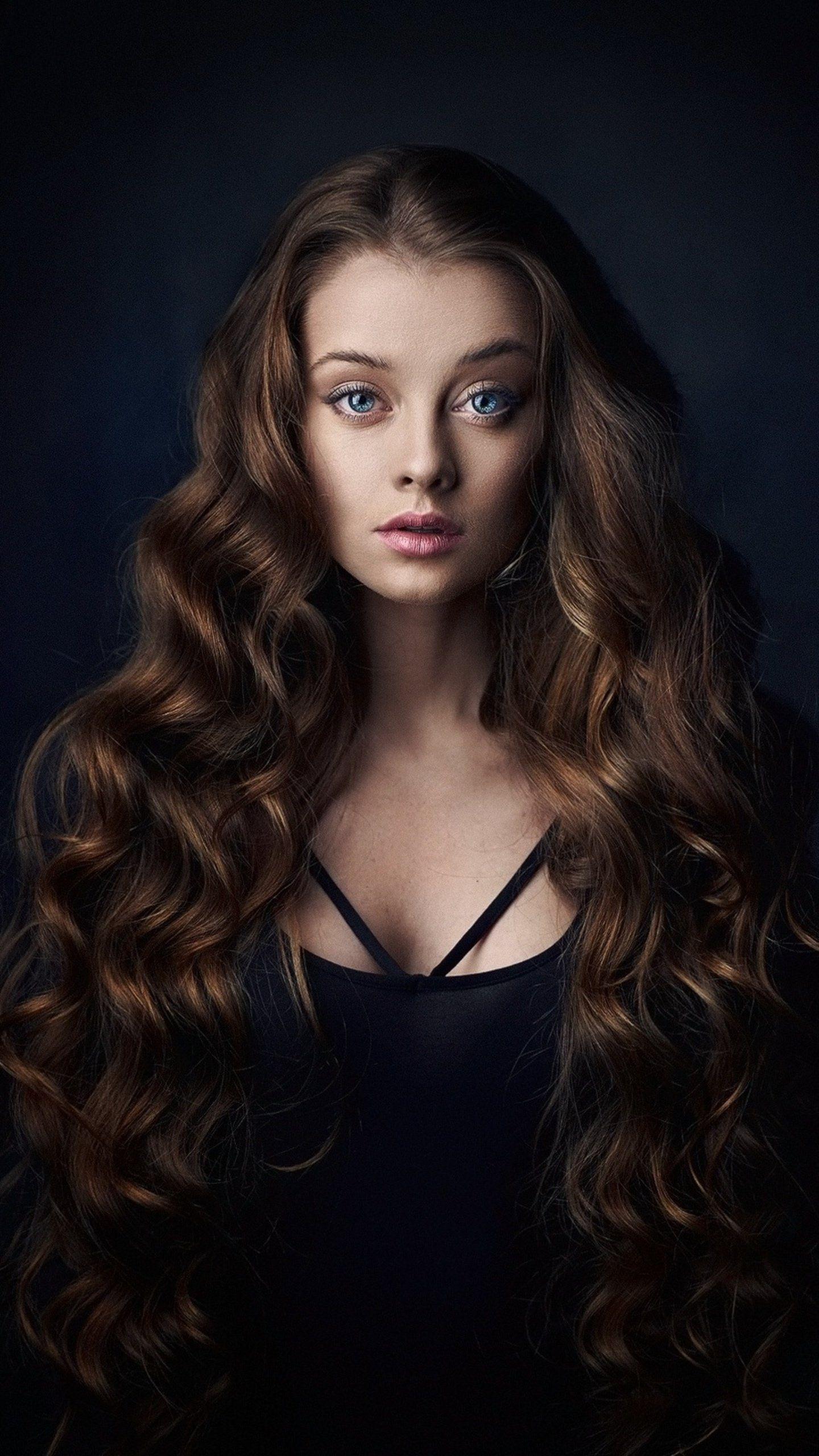 1440x2560 Blue Eyes Brunette Portrait, HD Girls Wallpaper Photo and Picture. Portrait, Long hair styles, Beauty