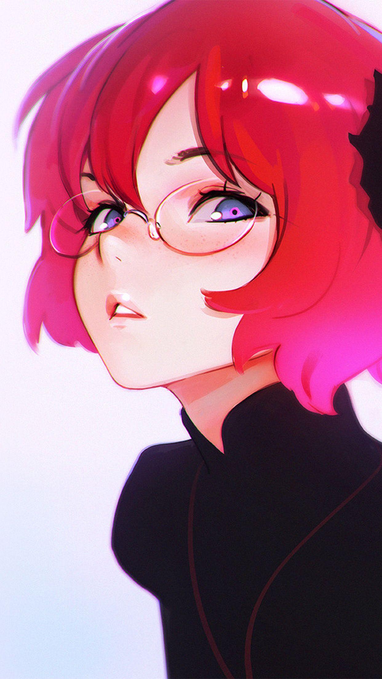 1242x2208 Ilya Kuvshinov Girl Cute Pink Illustration Art